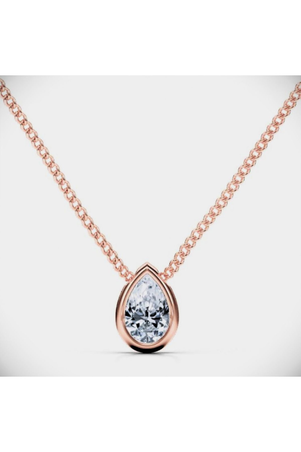 Diamond Serisi Selena Kristal Taş Gümüş Yollu Rose Gold Kaplama Kolye