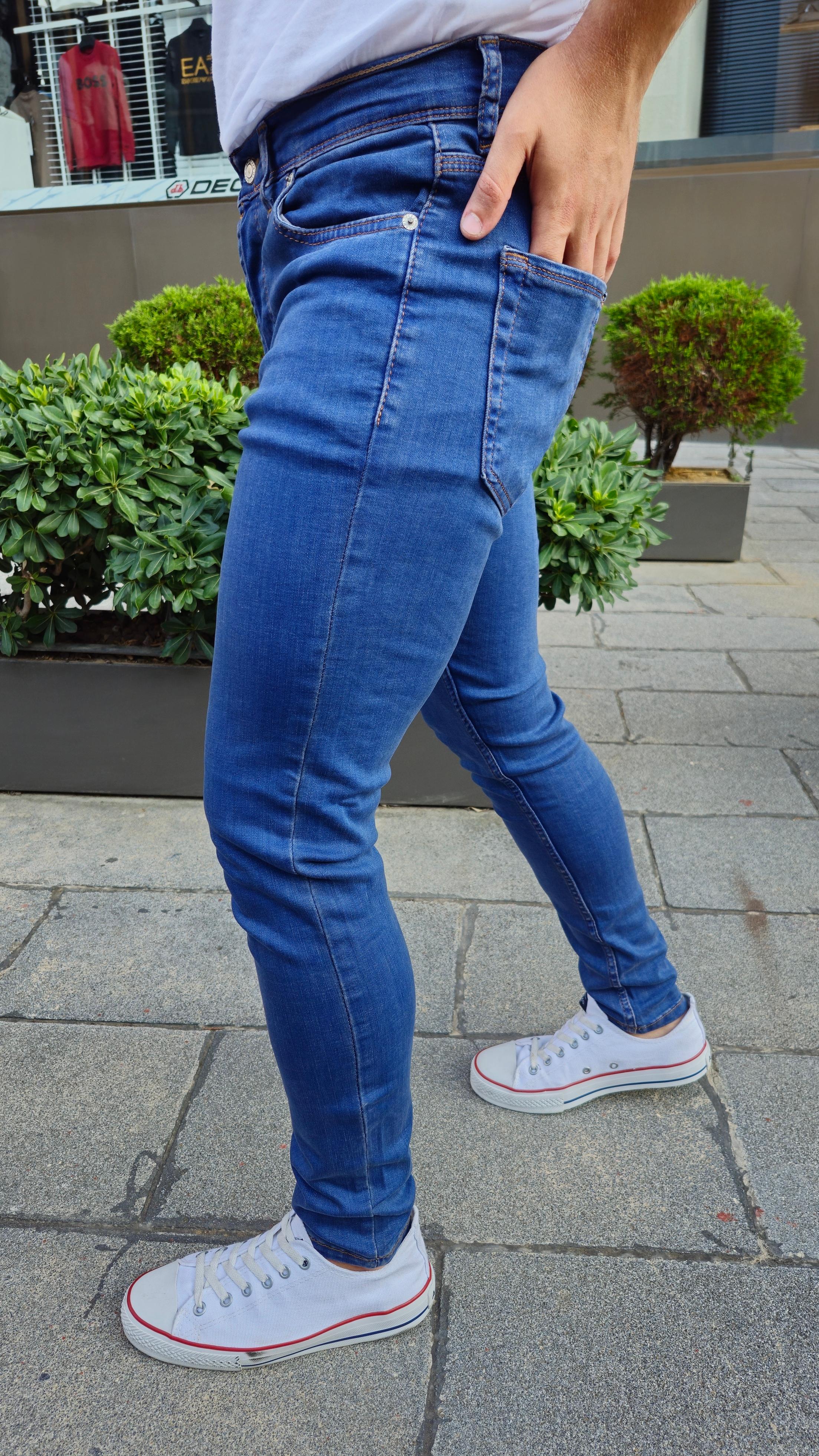 Erkek Süper Skinny Fit Dar Kesim Esnek Denim Pantolon