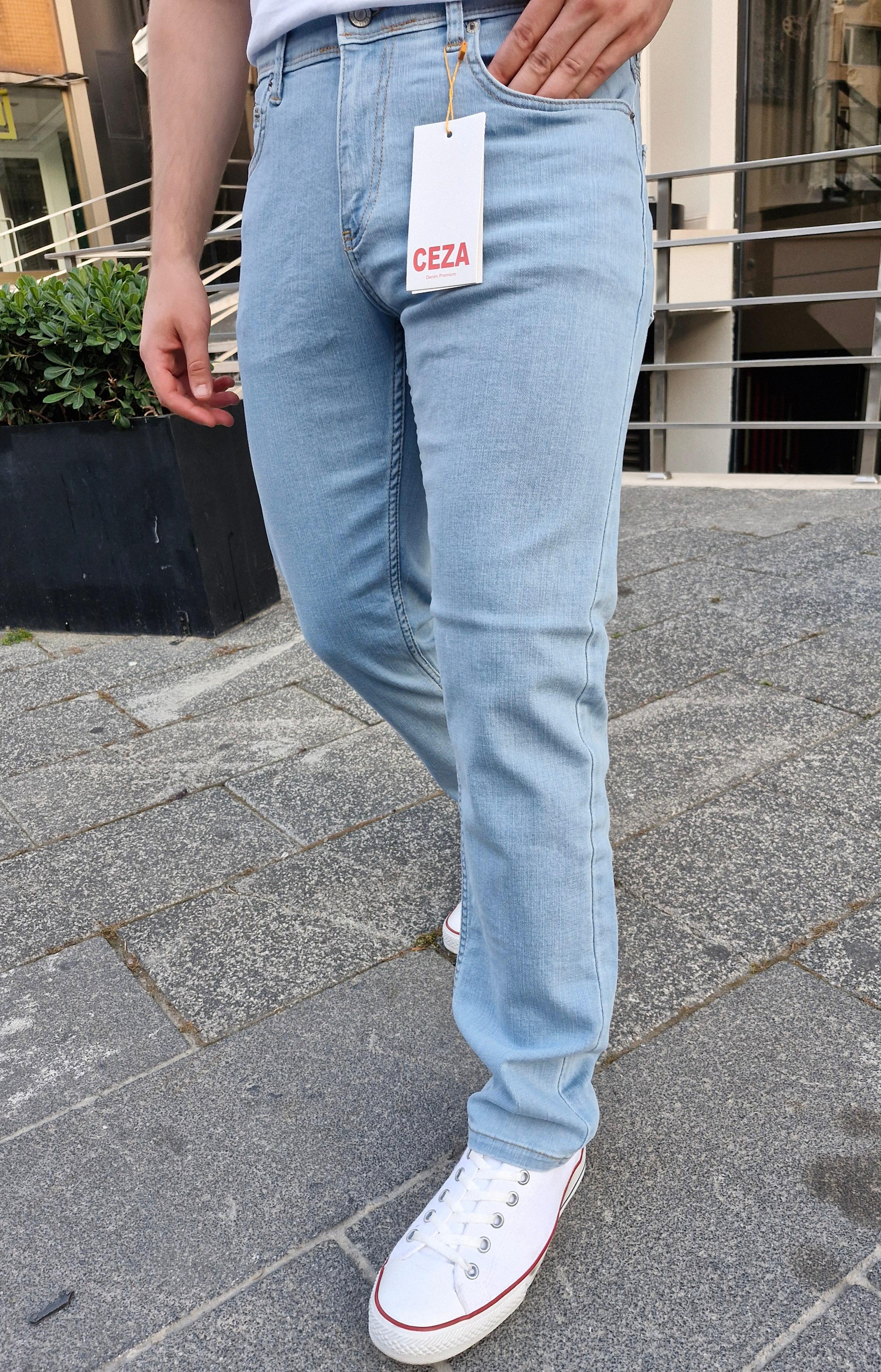 Erkek Regular Fit Rahat Kesim Buz Mavi Denim Pantolon