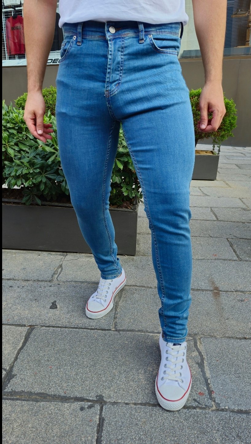 Erkek Süper Skinny Fit Dar Kesim Esnek Denim Pantolon