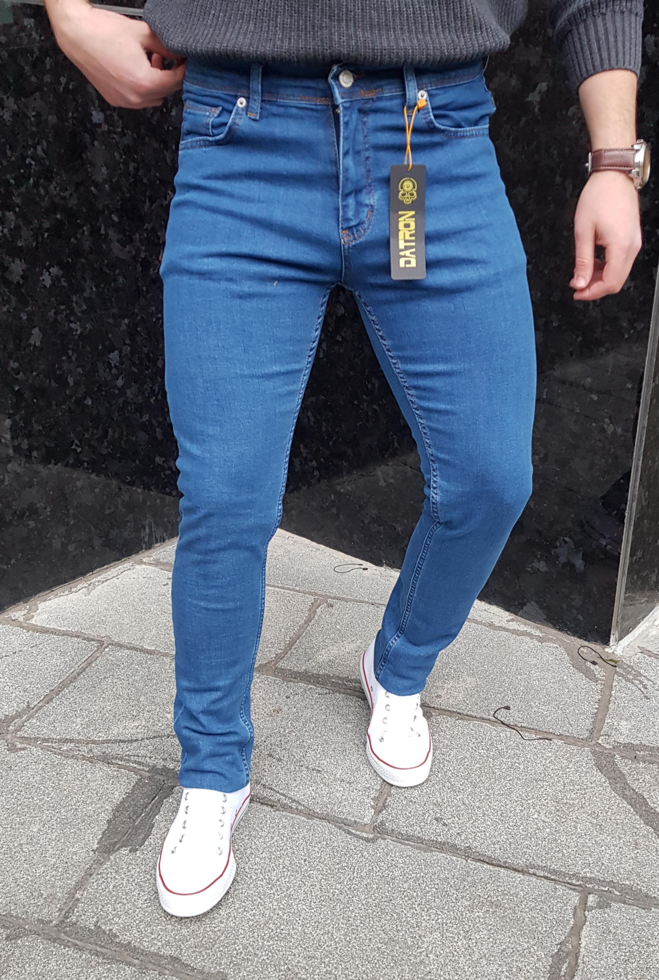 Erkek Regular Fit Mavi Likralı Denim Pantolon