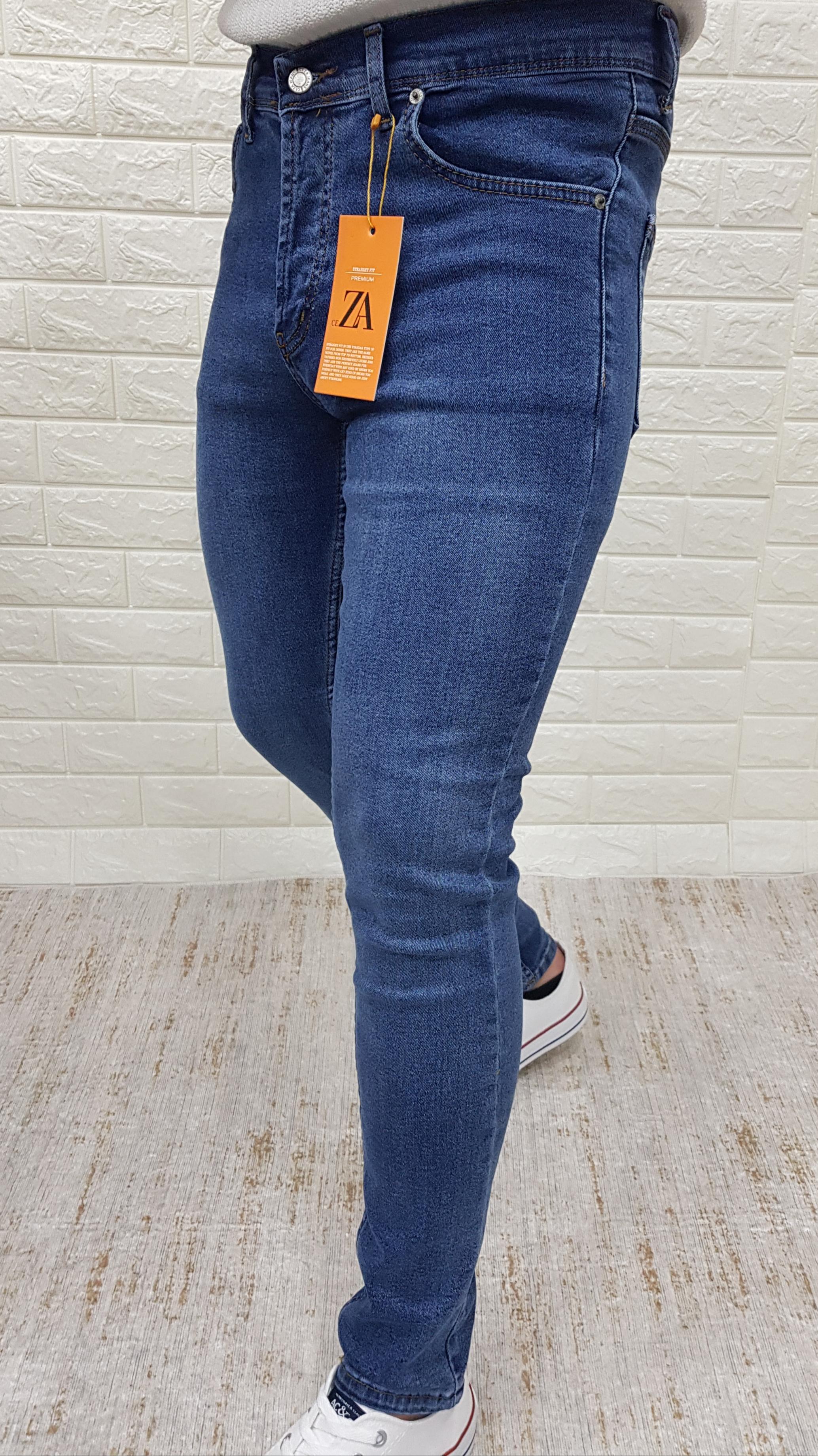 Erkek Super Skinny Esnek Likralı Mavi Denim Pantolon