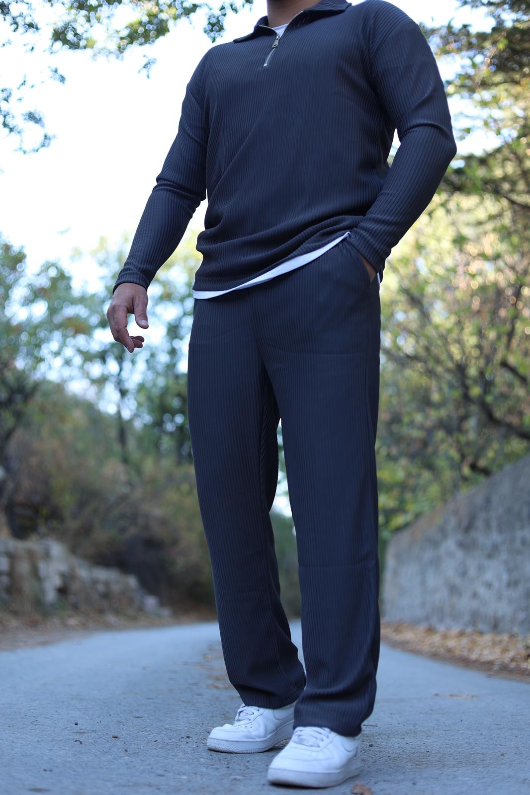 Fitilli Jogger Takım - Gri