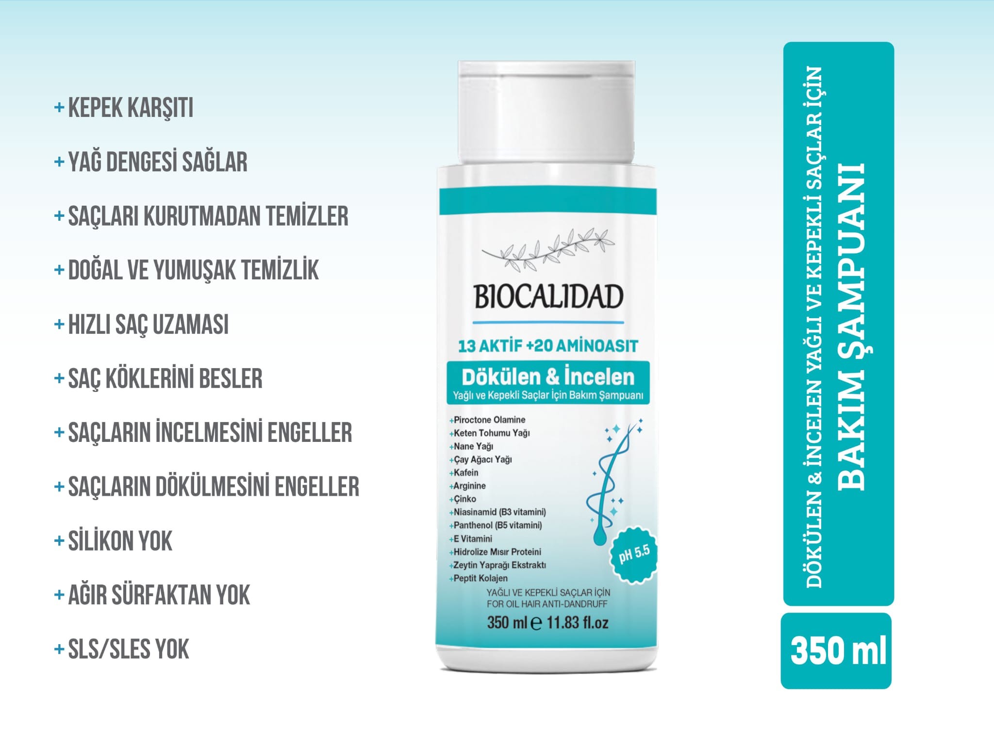 Yağlı ve Kepekli Saçlar İçin Dökülme & İncelme Karşıtı Şampuan - 350ml