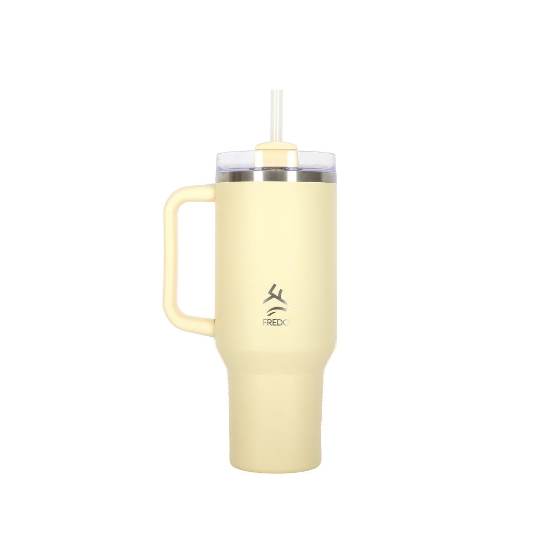 Sip Voyage Krem Paslanmaz Çelik Pipetli Termos Bardak 900ml