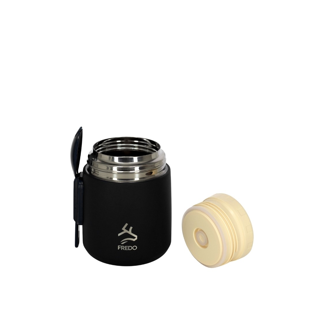 Duo Dine Bebek Siyah Mama Kabı & Yemek Saklama Termosu, Mug - 8 Saat Sıcak, 12 Saat Soğuk Tutma 500 ml