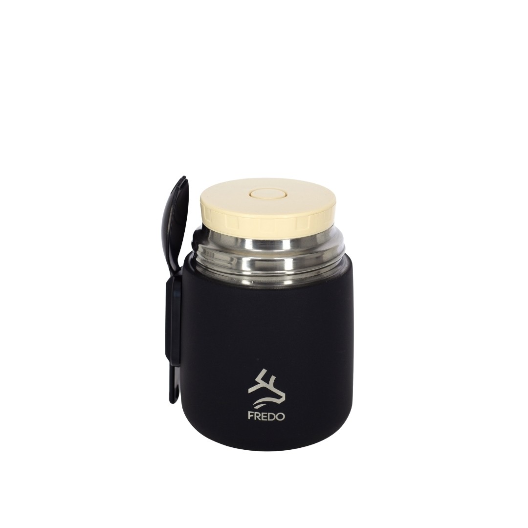 Duo Dine Bebek Siyah Mama Kabı & Yemek Saklama Termosu, Mug - 8 Saat Sıcak, 12 Saat Soğuk Tutma 500 ml