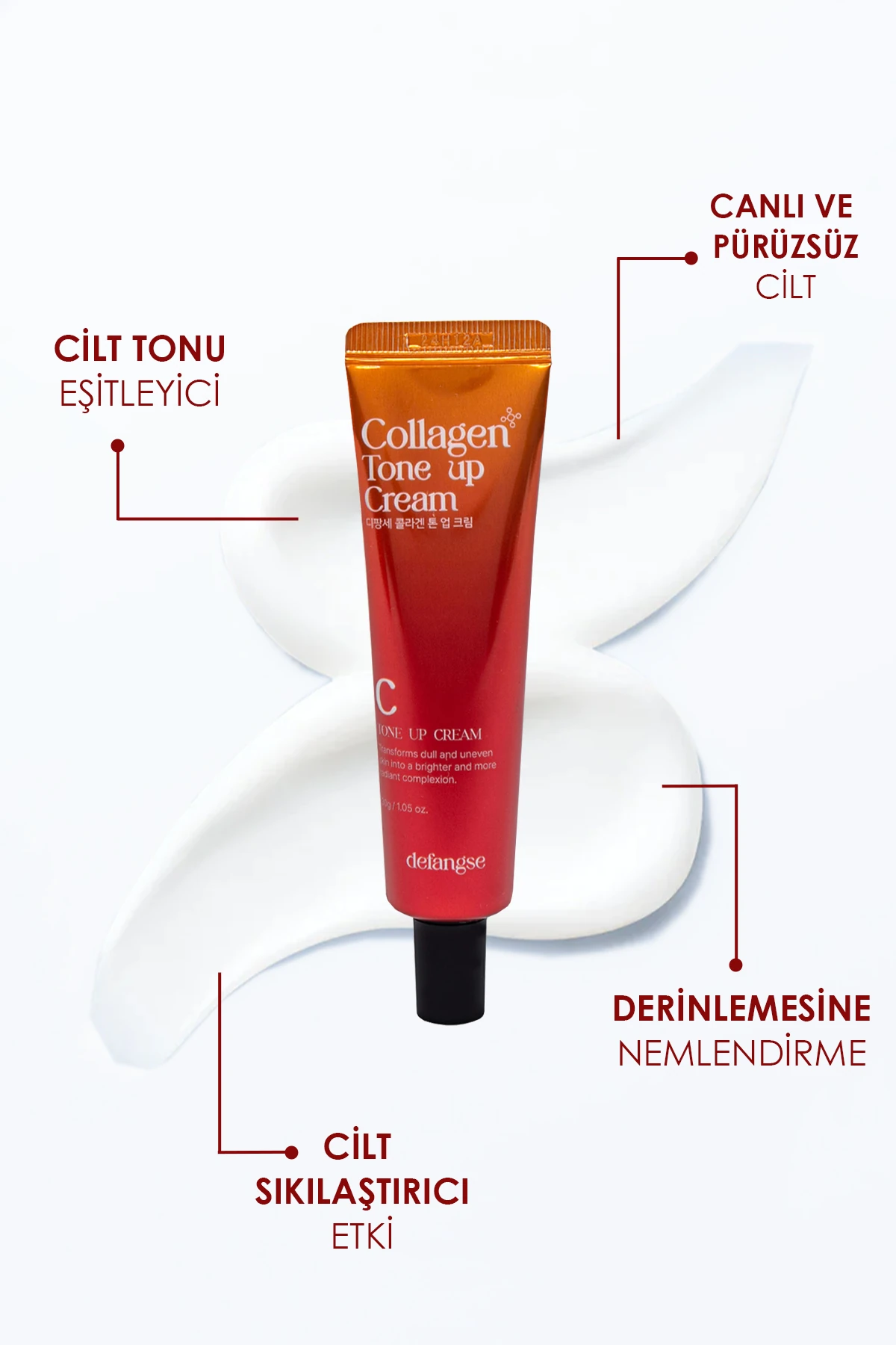 Defangse Collagen Tone-Up Cream – Aydınlık ve Eşitlenmiş Cilt Kolajen İçerikli Yüz Kremi 30ml