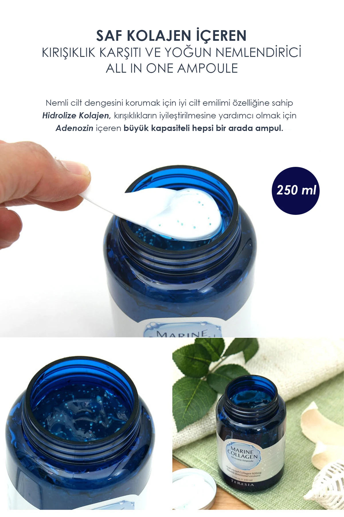 Deniz Kolajenli Ampul – Hassas Ciltler İçin Yenileyici, Nemlendirici & Canlandırıcı Yüz Serumu 250ml