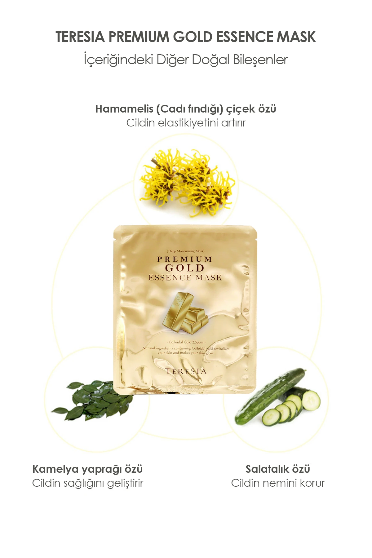 Teresia Premium Gold Mask – Altın Özlü Yoğun Nem & Aydınlatıcı Kağıt Maske