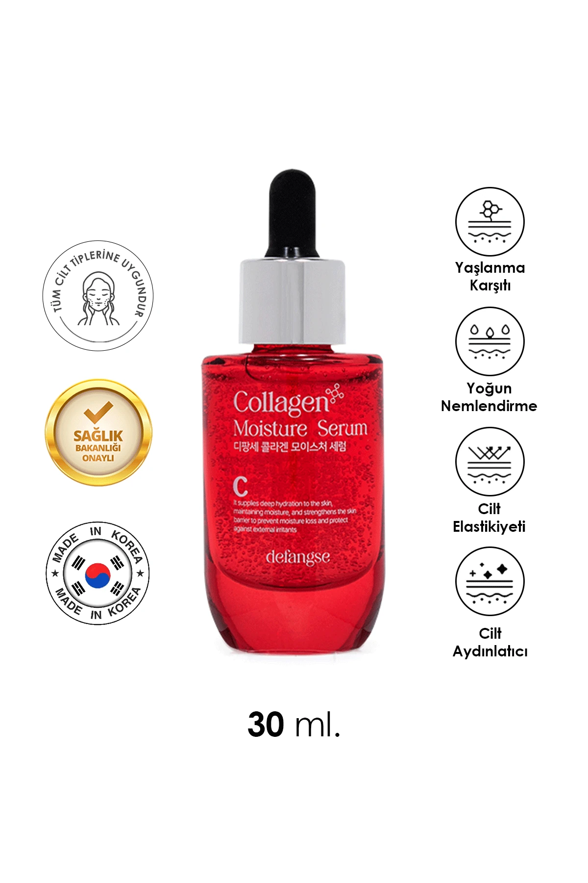 Defangse Collagen Moisture Serum - Derin Nemlendirme Hassas Ciltlere Uygun Kolajen Serum 30ml