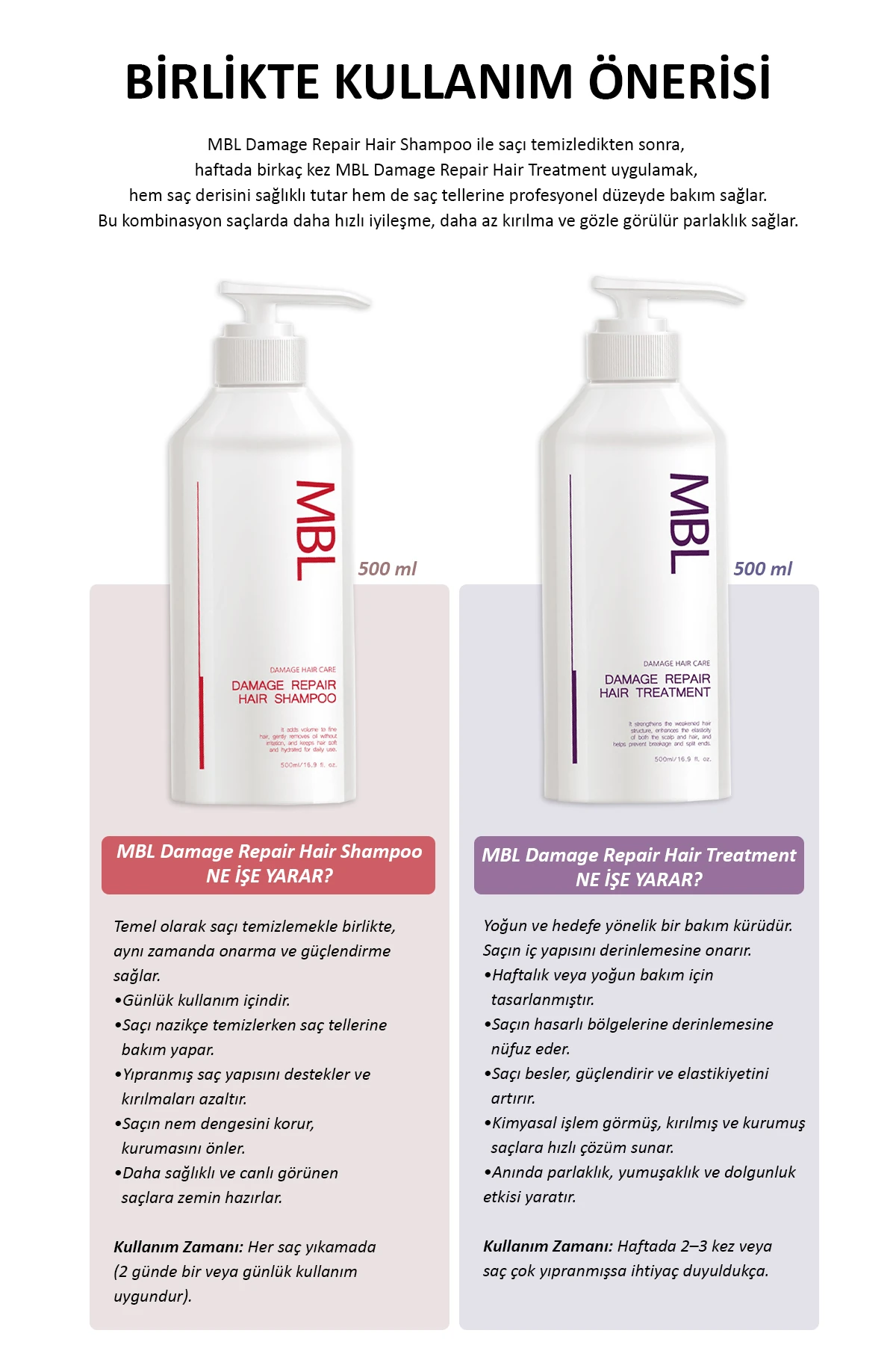 MBL Saç Onarıcı Maske – Kırılma Karşıtı, Nemlendirici, Güçlendirici Bakım 500 ml