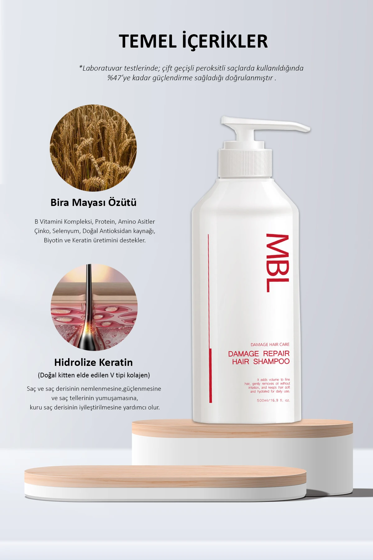 MBL Damage Repair Şampuan – İşlem Görmüş Yıpranmış Saçlar İçin Özel Bakım Şampuanı 500 ml