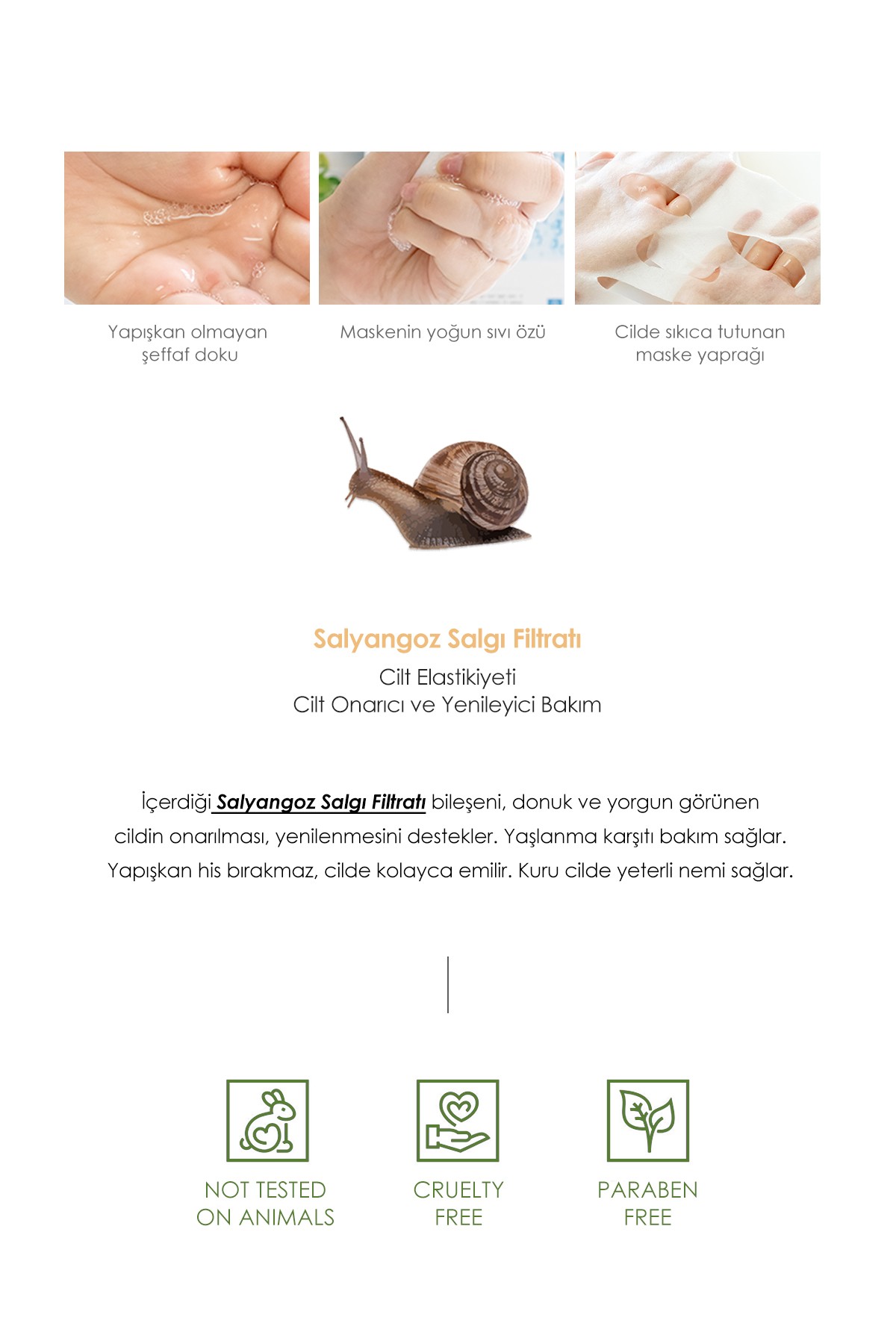 Aydınlatıcı Yaşlanma ve Kırışıklık Karşıtı Snail Yüz Maskesi 23ml