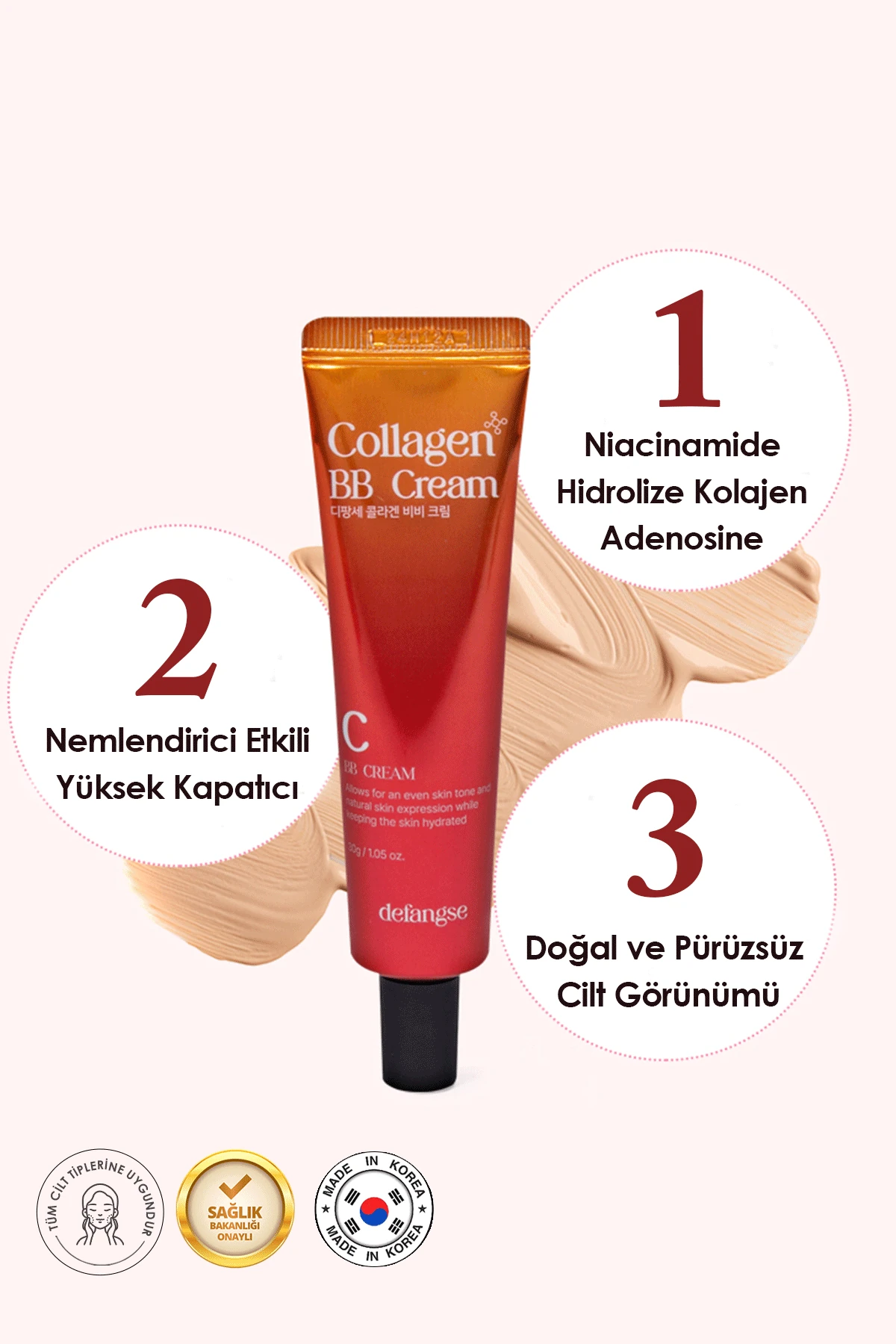 Defangse Collagen BB Cream – Mükemmel Kapatıcılık Sunan Yoğun Nem & Doğal Görünüm Etkili BB Cream