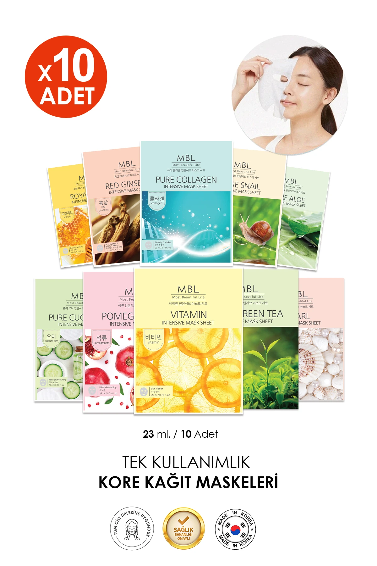 Nemlendiri Besleyici Ve Canlandırıcı 10'lu Karışık Maske Seti