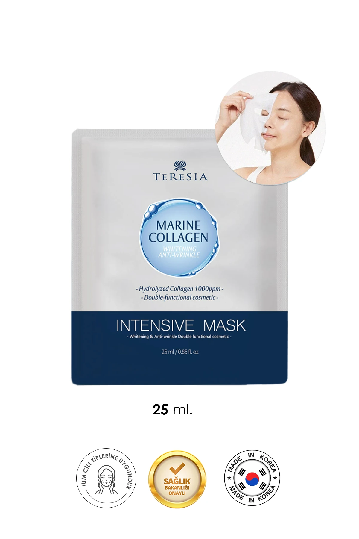 Teresia Marine Collagen Maske – Yoğun Nem, Sıkılaştırıcı Etki ve Parlak Cilt Bakım Maskesi
