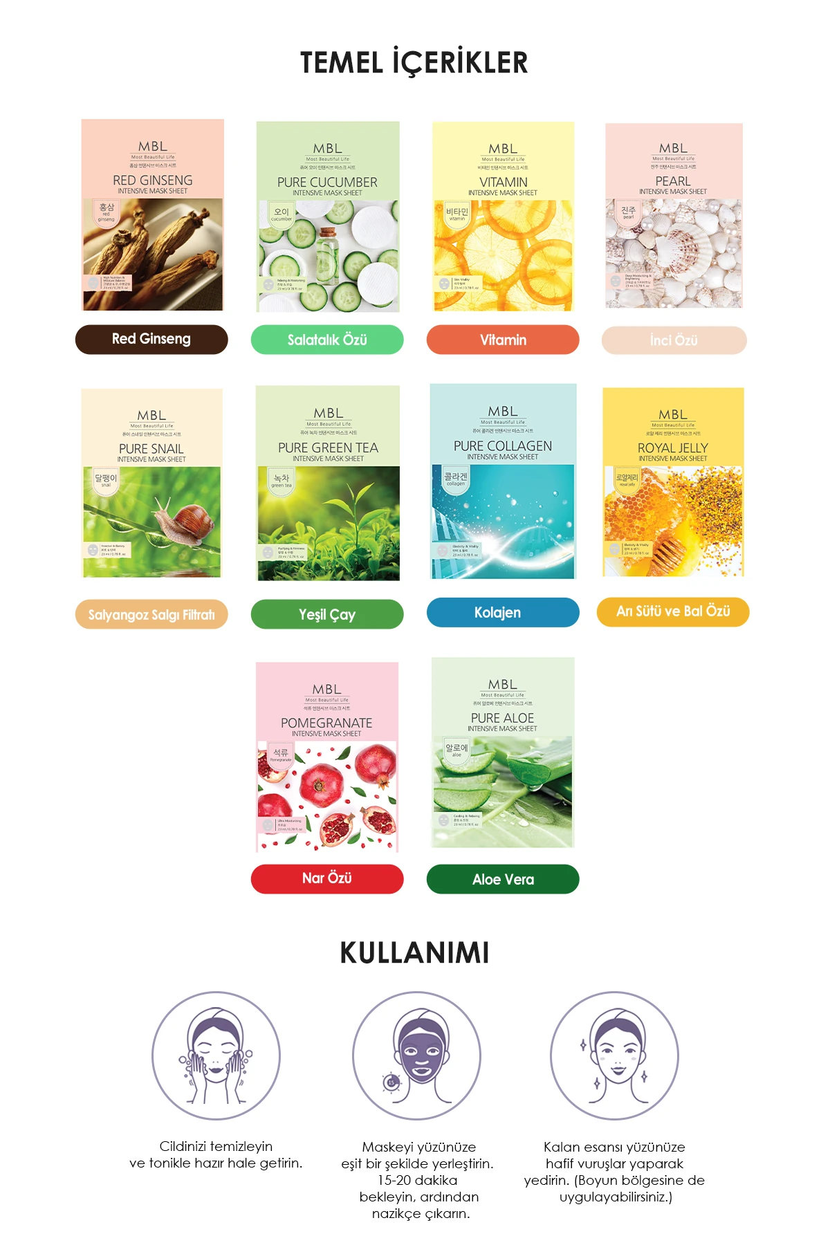 Nemlendiri Besleyici Ve Canlandırıcı 10'lu Karışık Maske Seti