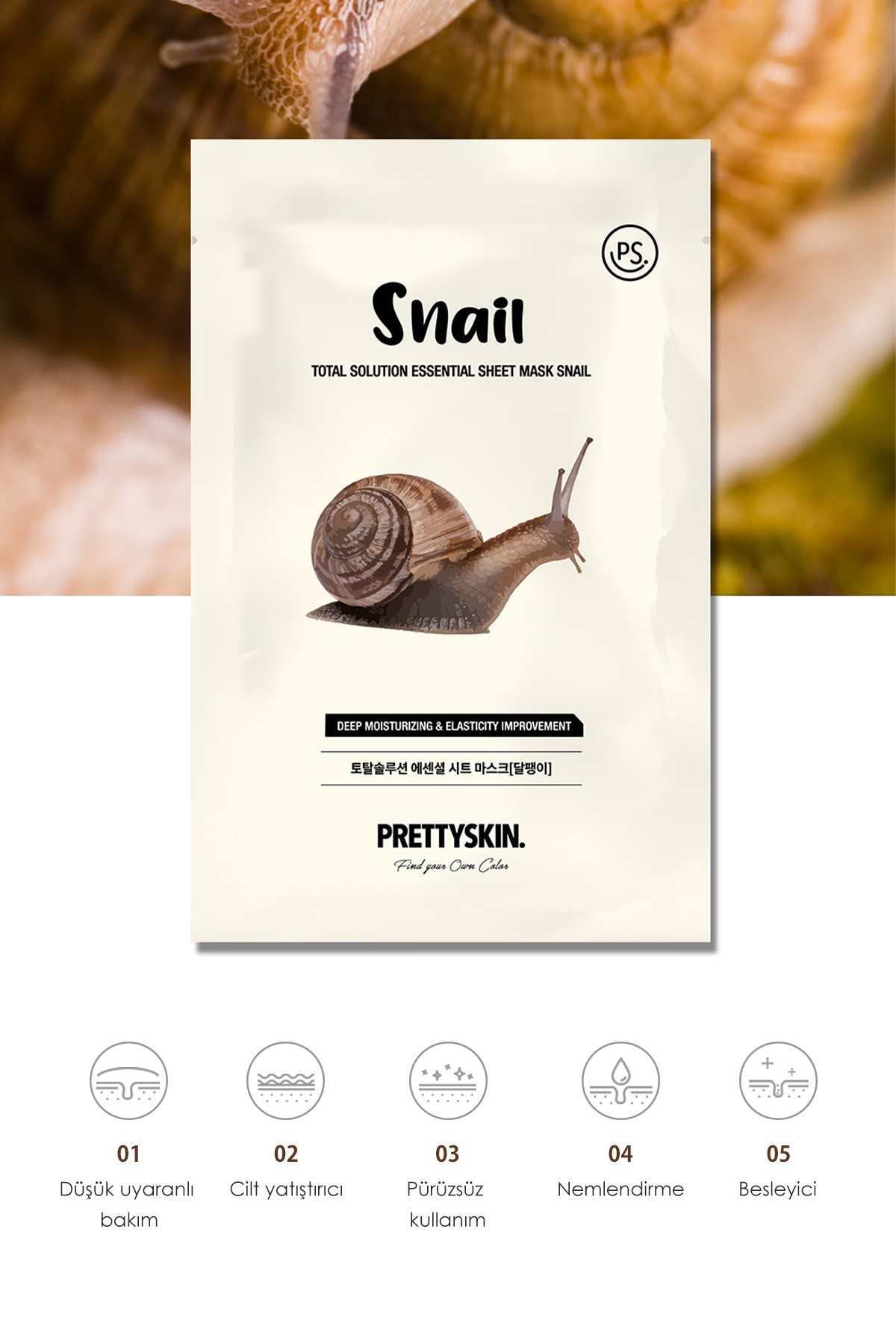 Aydınlatıcı Yaşlanma ve Kırışıklık Karşıtı Snail Yüz Maskesi 23ml