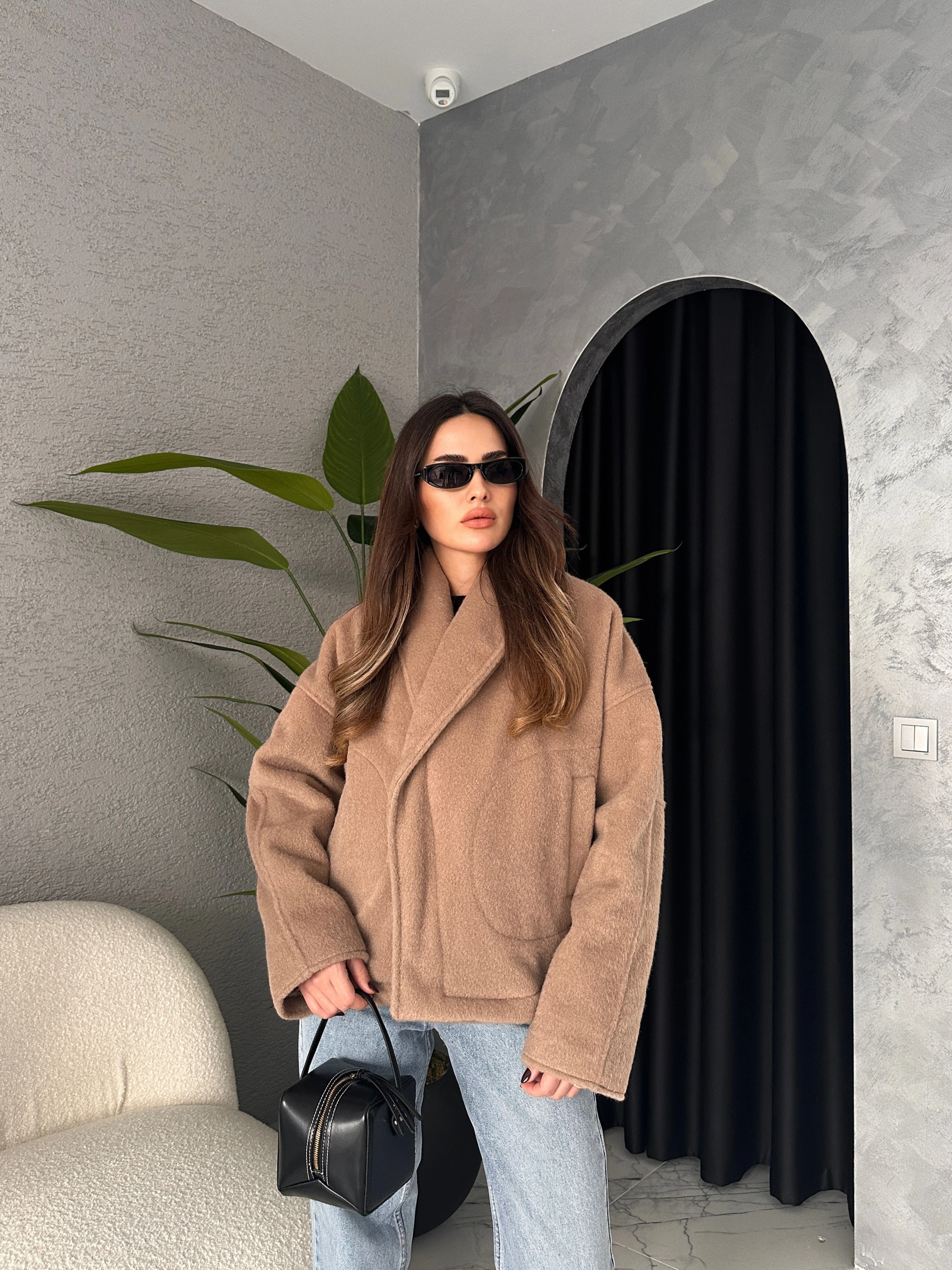 Vizon Şal Yaka Kaşe Mont