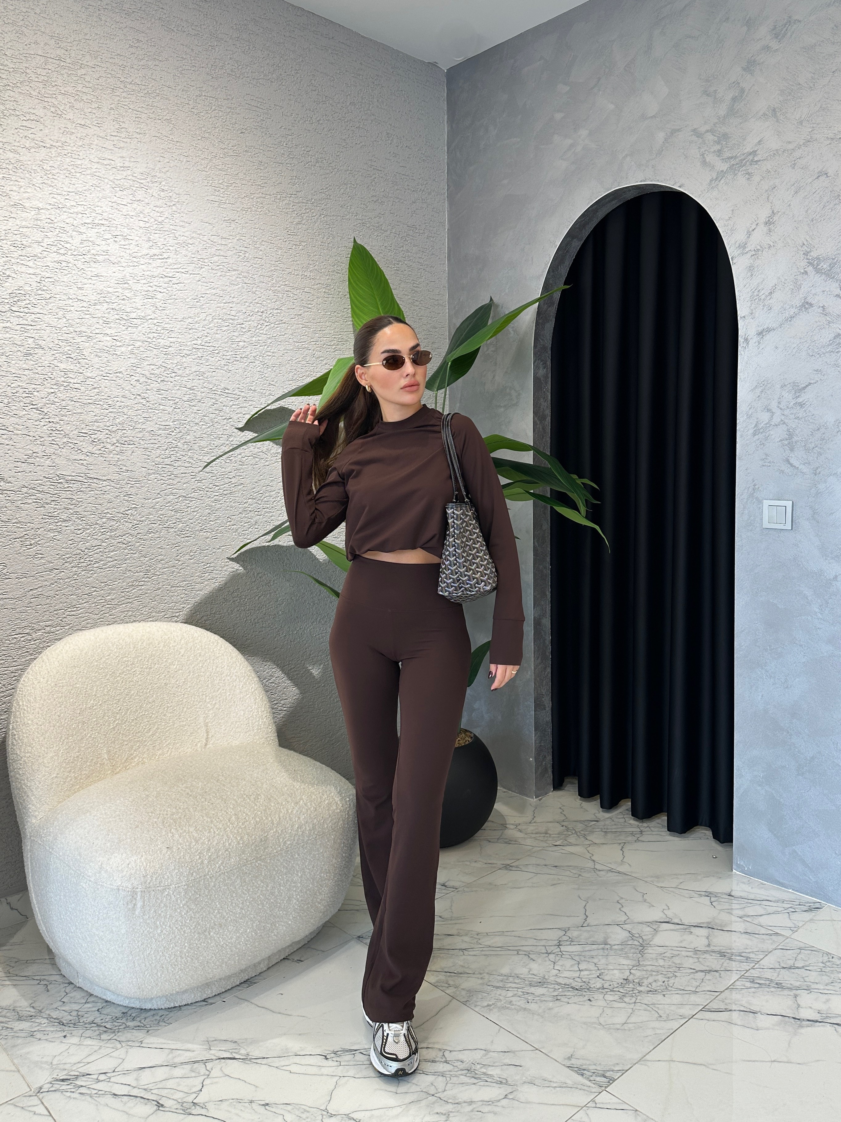 Soft Touch Modal Yoga Takım - Acı Kahve