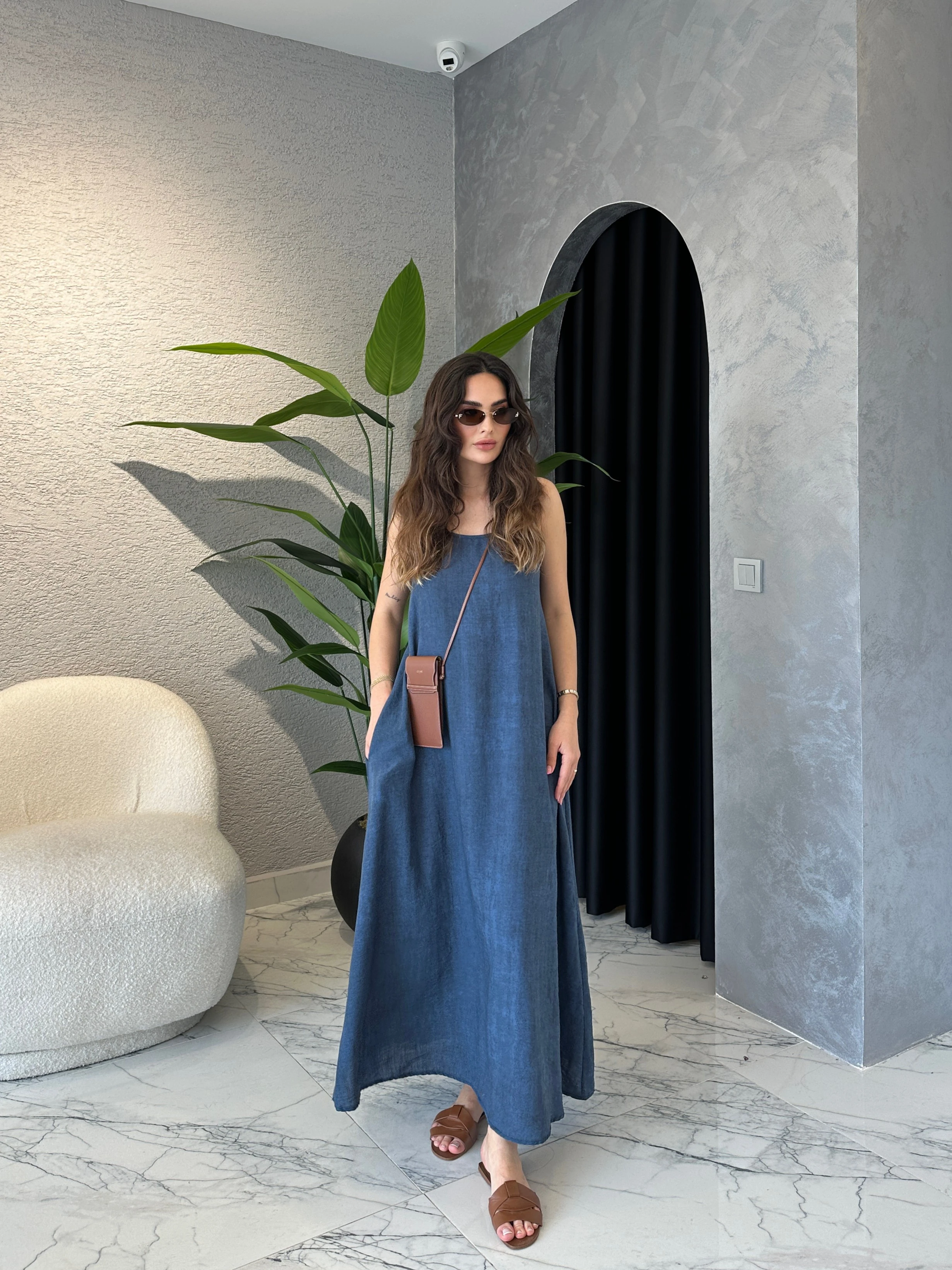 Bolerolu Pamuklu Askılı Bohem Elbise 