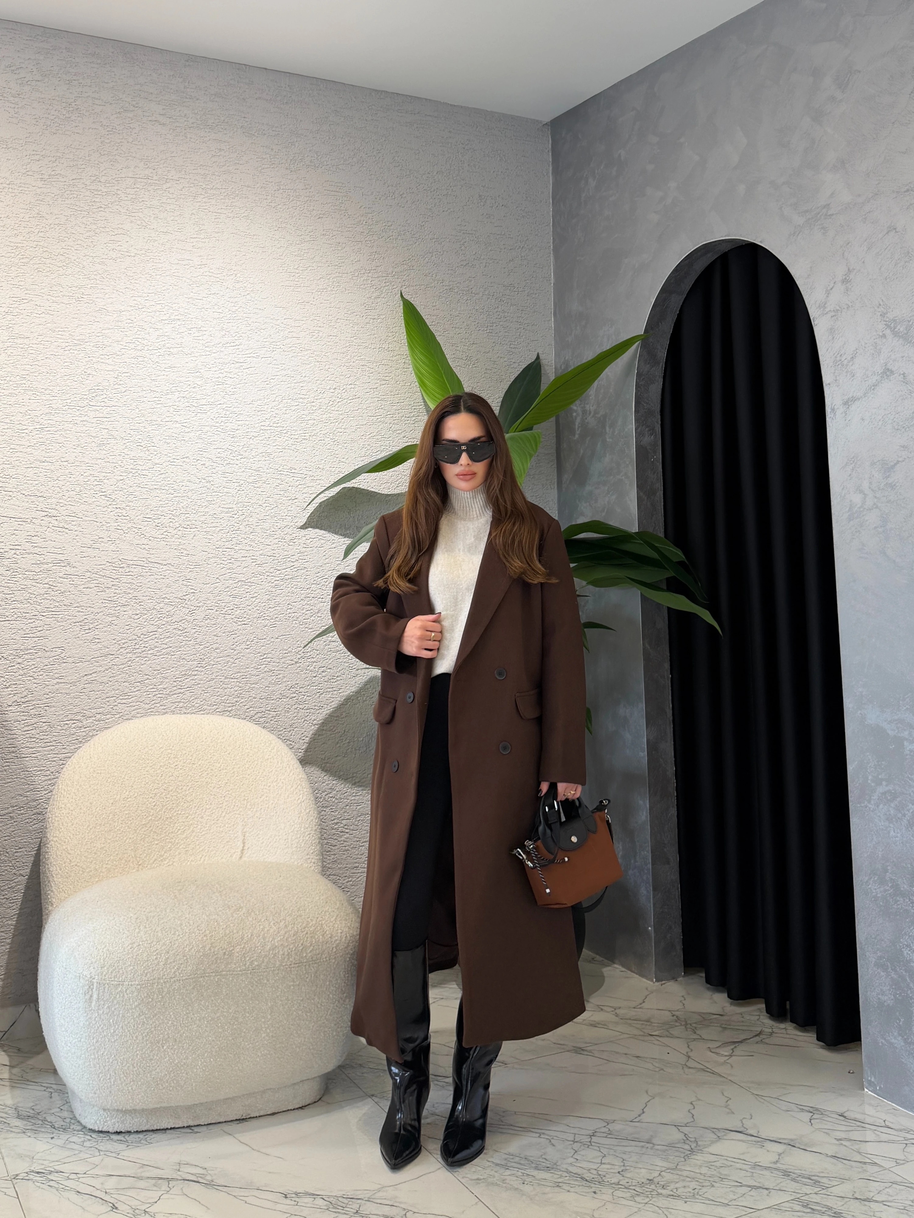 ZR Model Kruvaze Kaşe Kaban