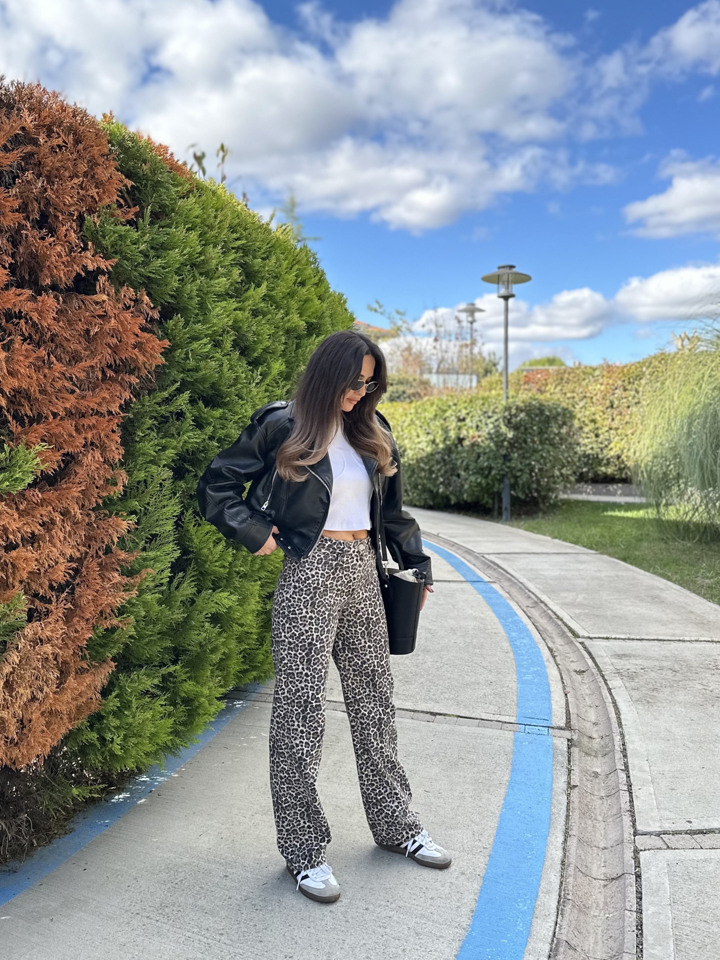 Leopar Desenli Straight Jean