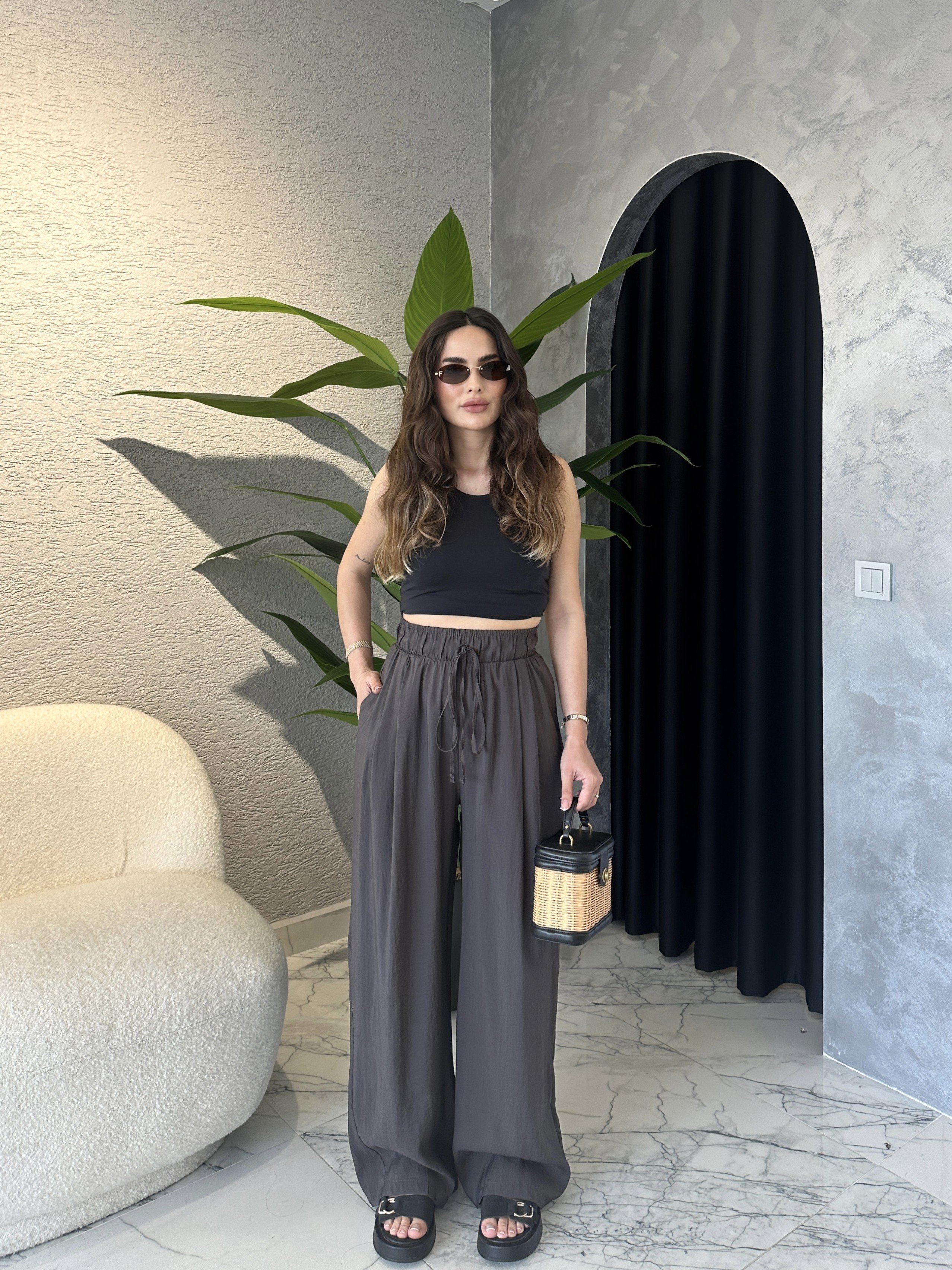 Tencel Modal Kumaş Pileli Dökümlü Pantolon