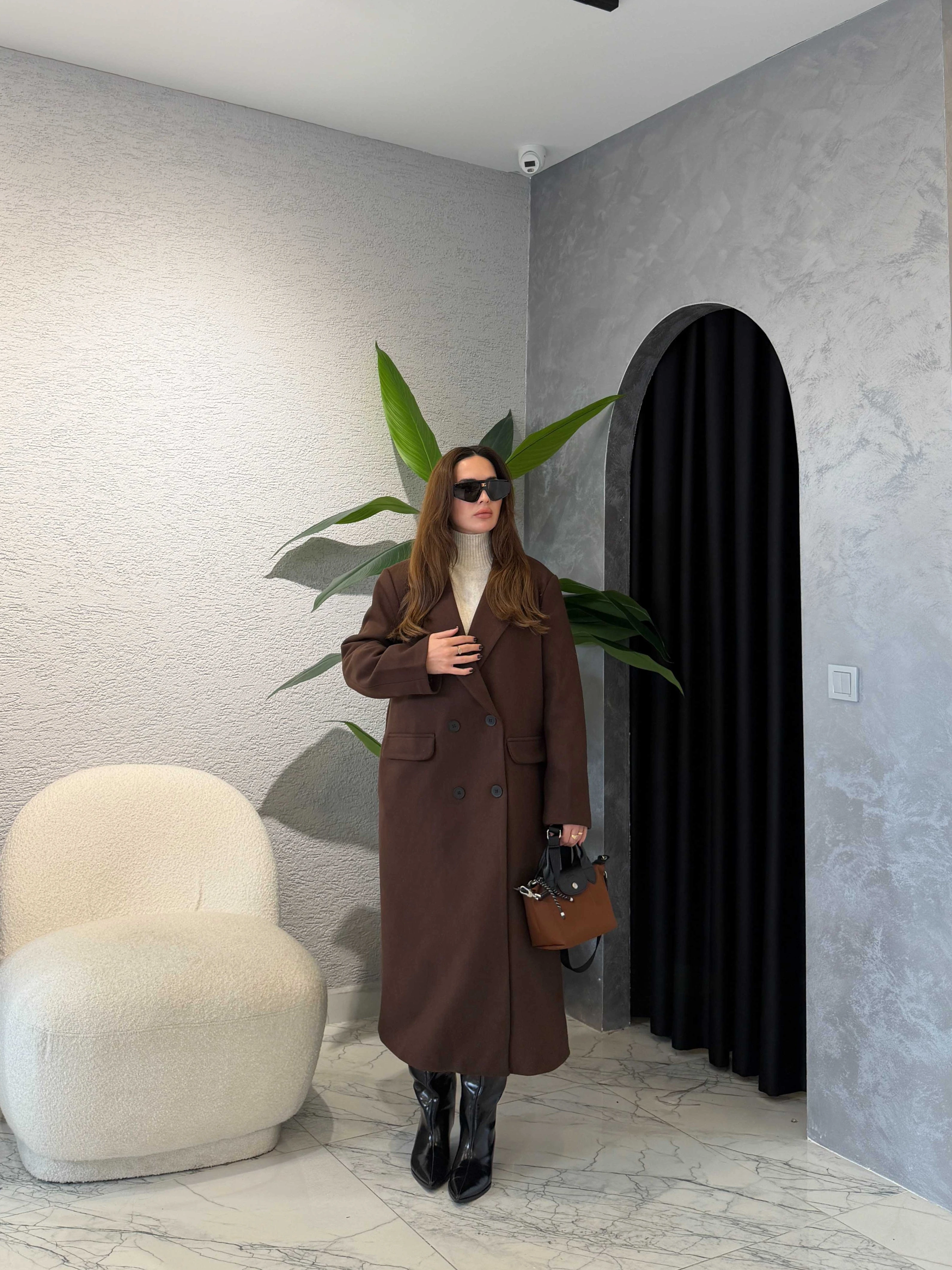 ZR Model Kruvaze Kaşe Kaban