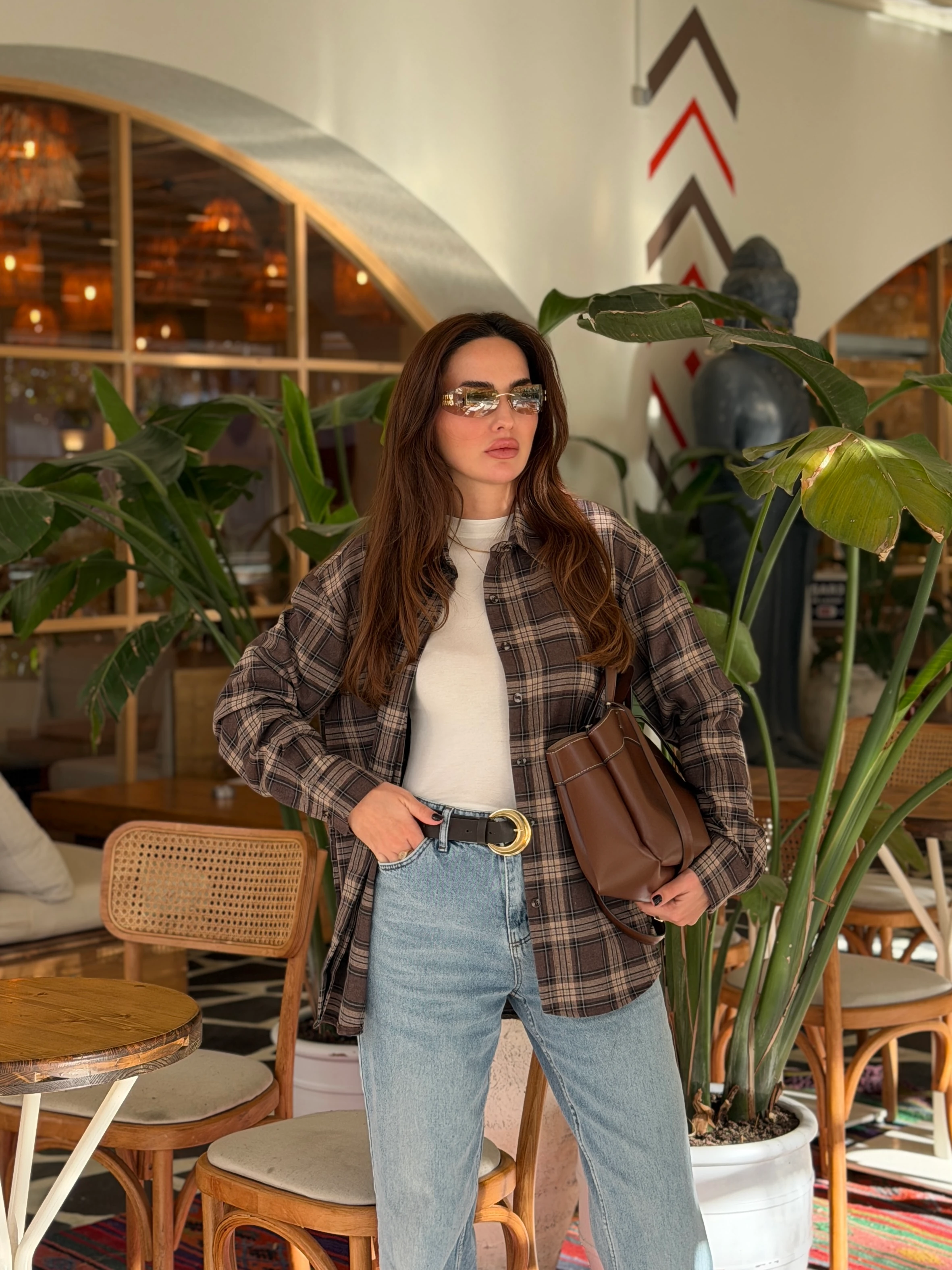 Ekose Desen Gömlek  - Kahve