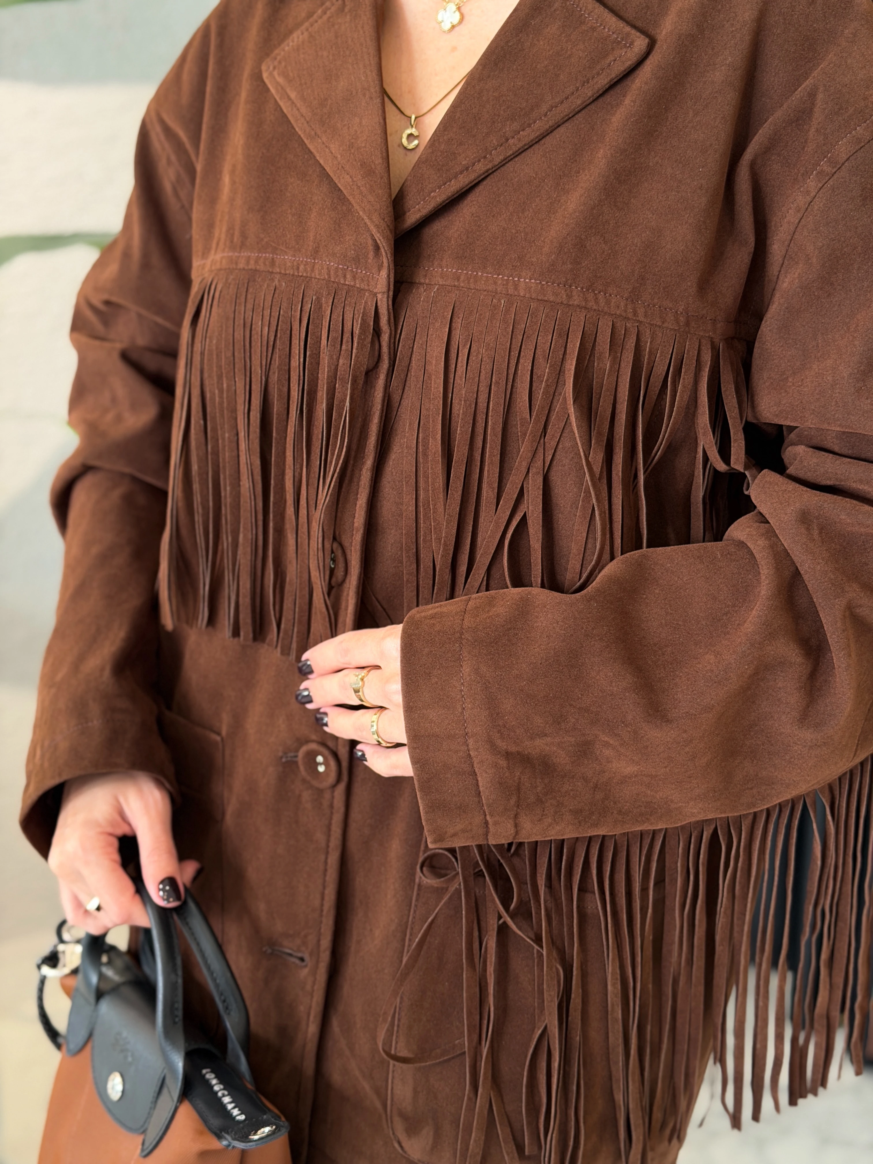 Püskül Detaylı Premium Süet Ceket