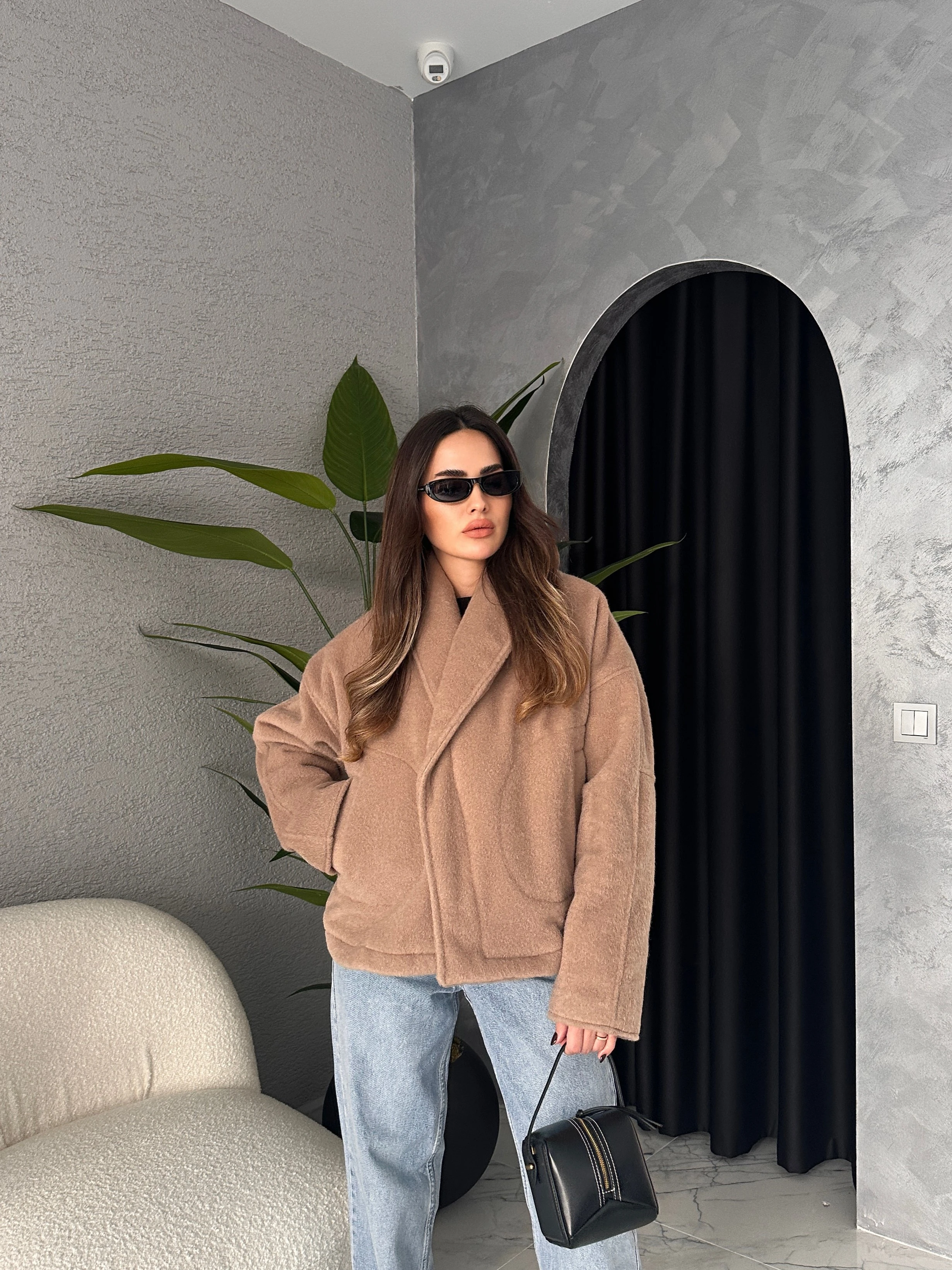 Vizon Şal Yaka Kaşe Mont