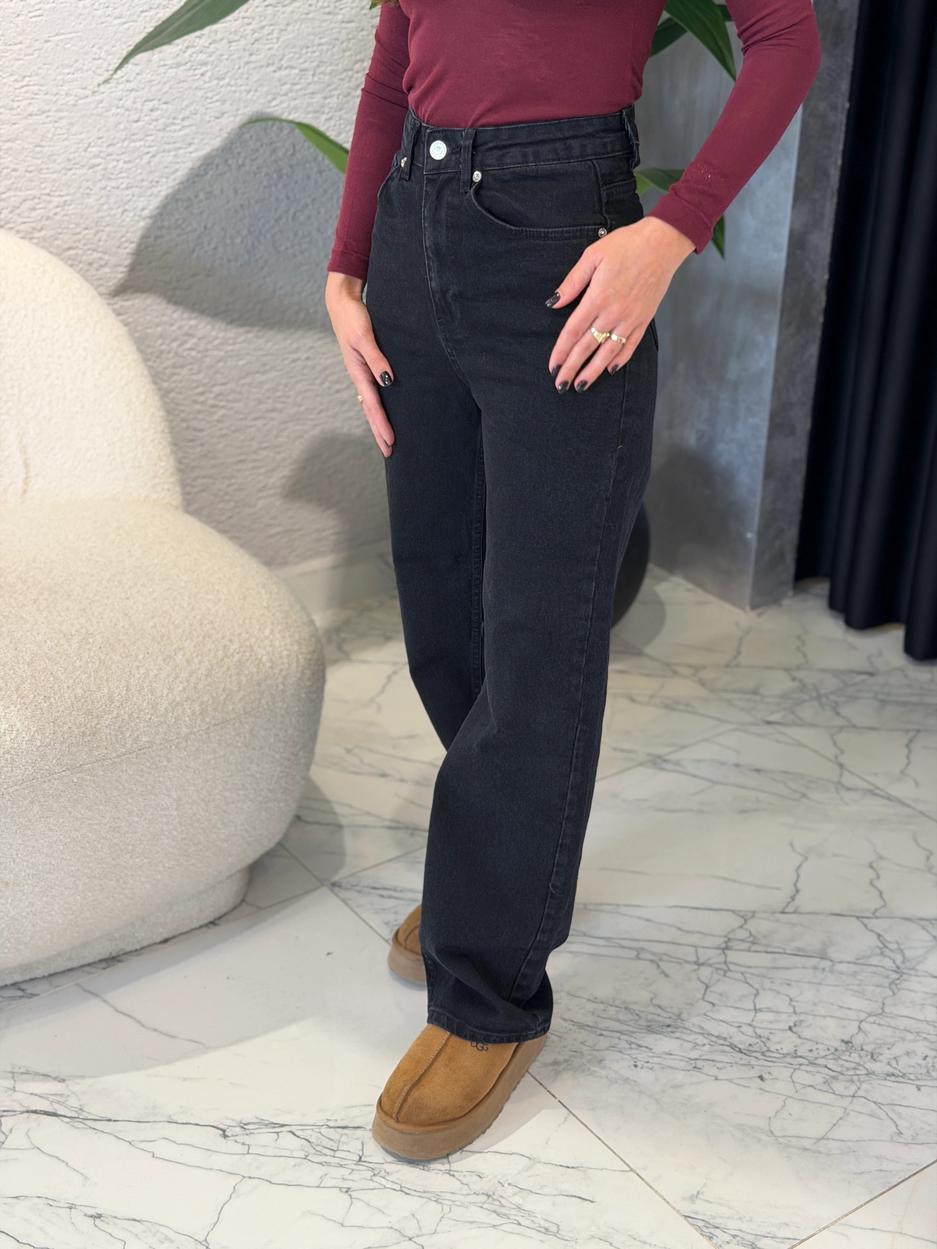 Yüksek Bel Palazzo Jean - Siyah