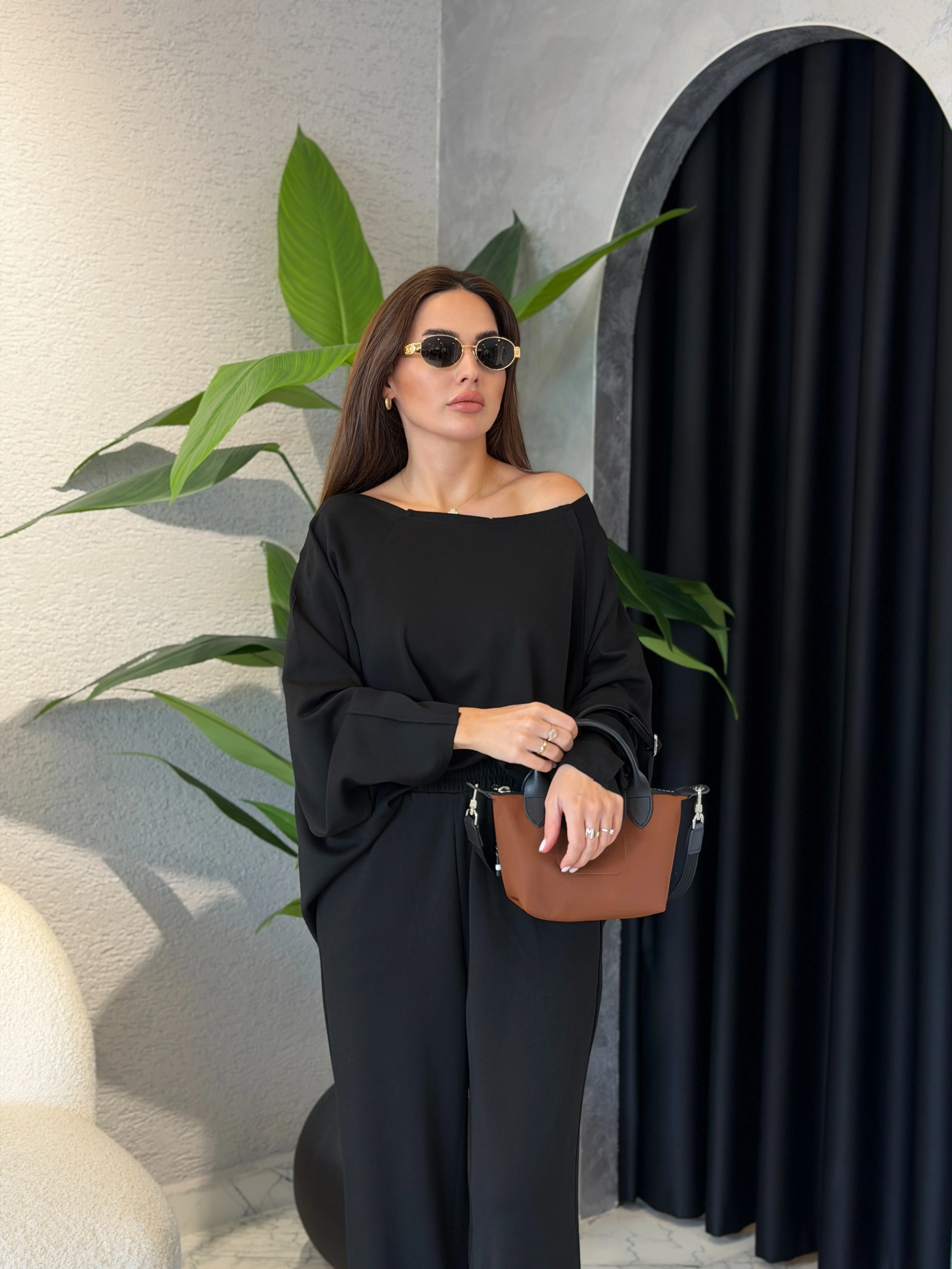 Kesik Yaka Oversize Modal Takım