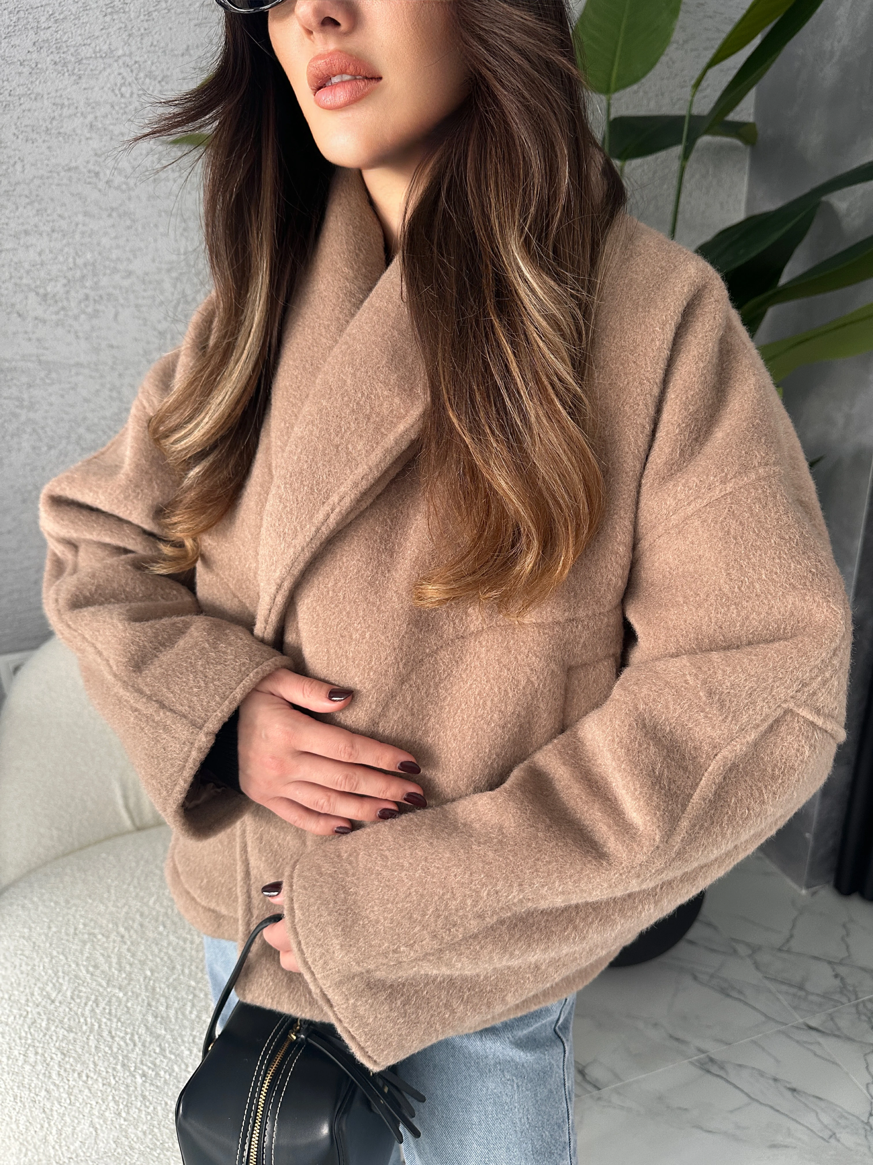 Vizon Şal Yaka Kaşe Mont