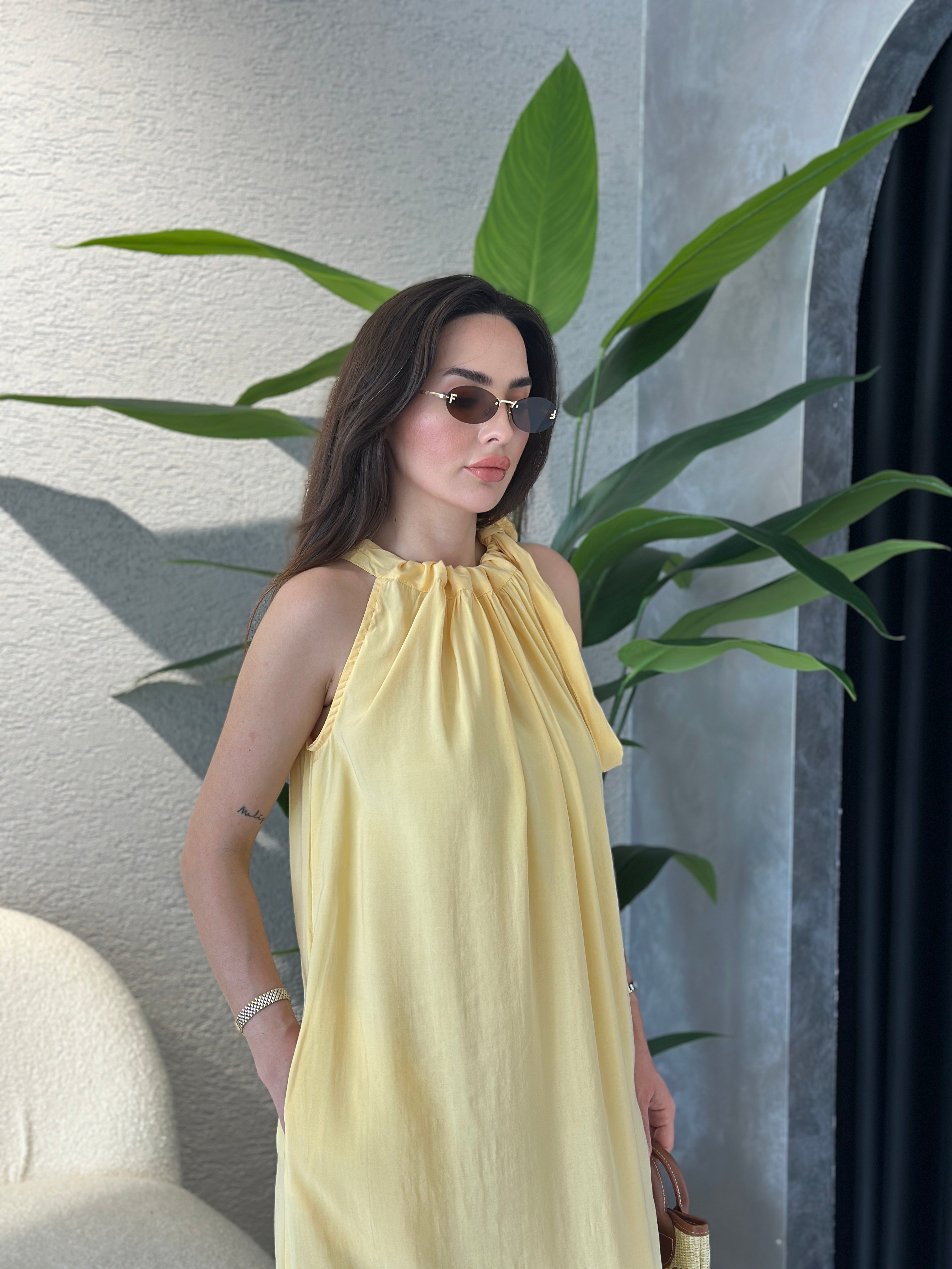 Tencel Modal Boyundan Bağlamalı Elbise