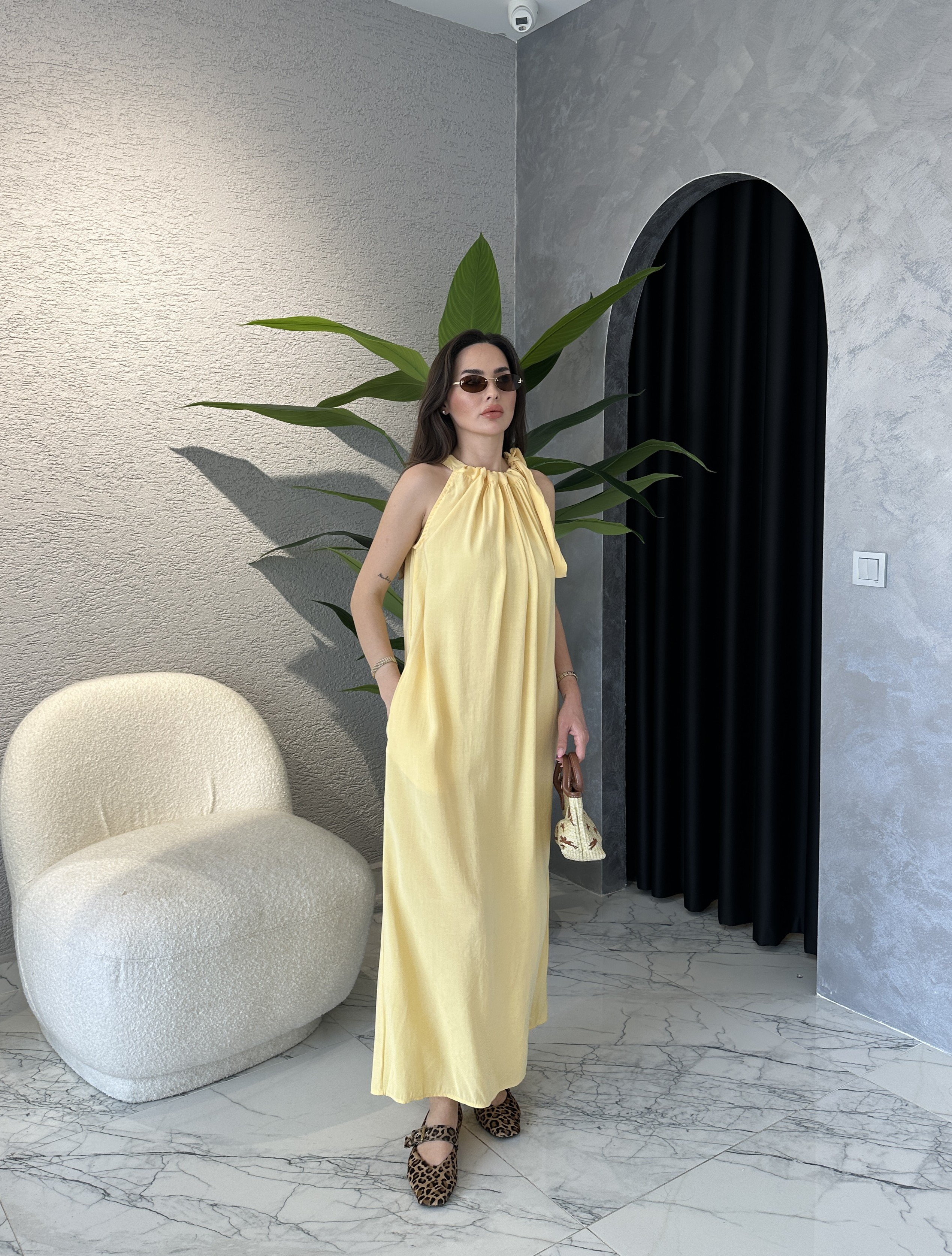 Tencel Modal Boyundan Bağlamalı Elbise