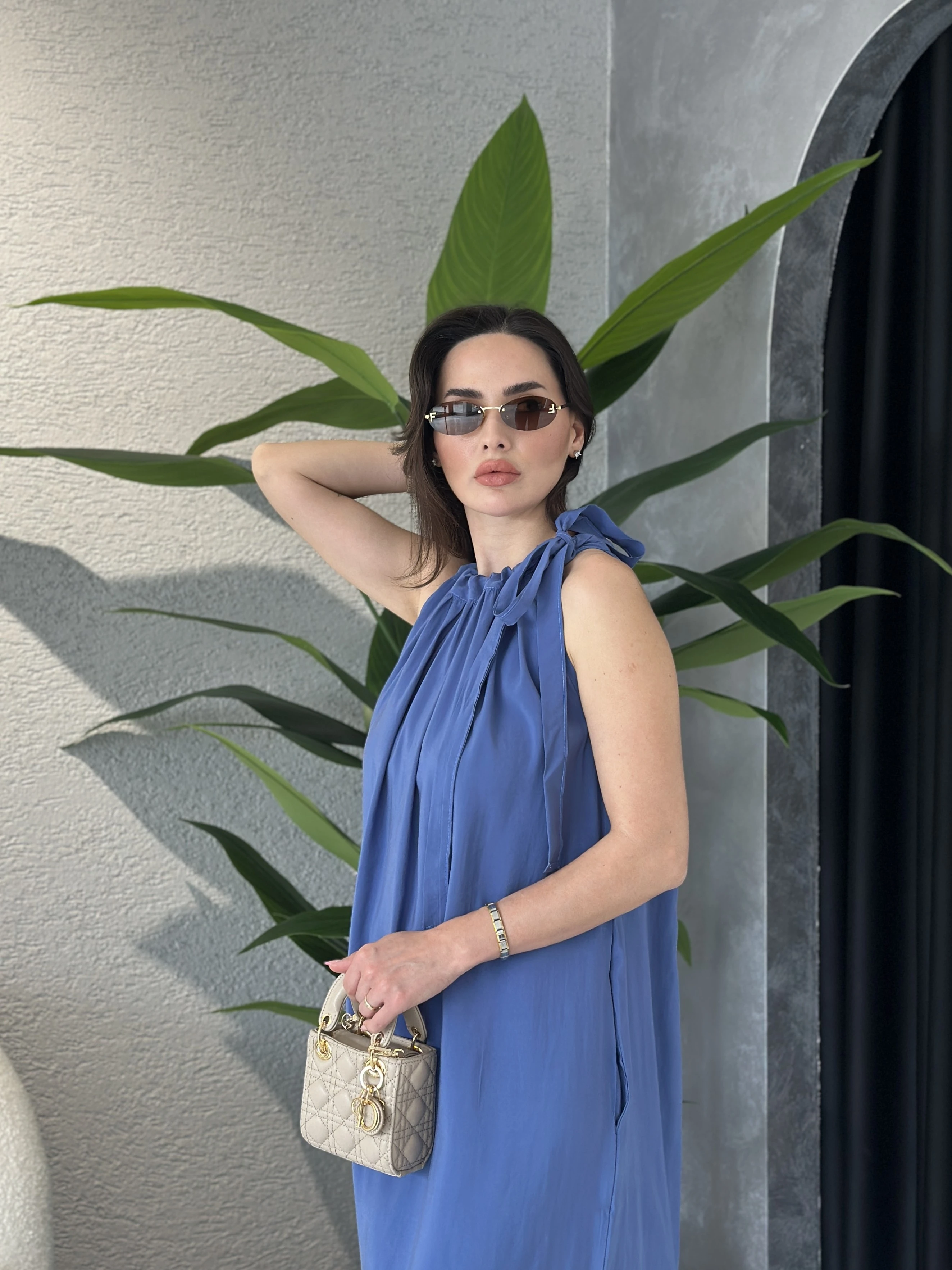 Tencel Modal Boyundan Bağlamalı Elbise