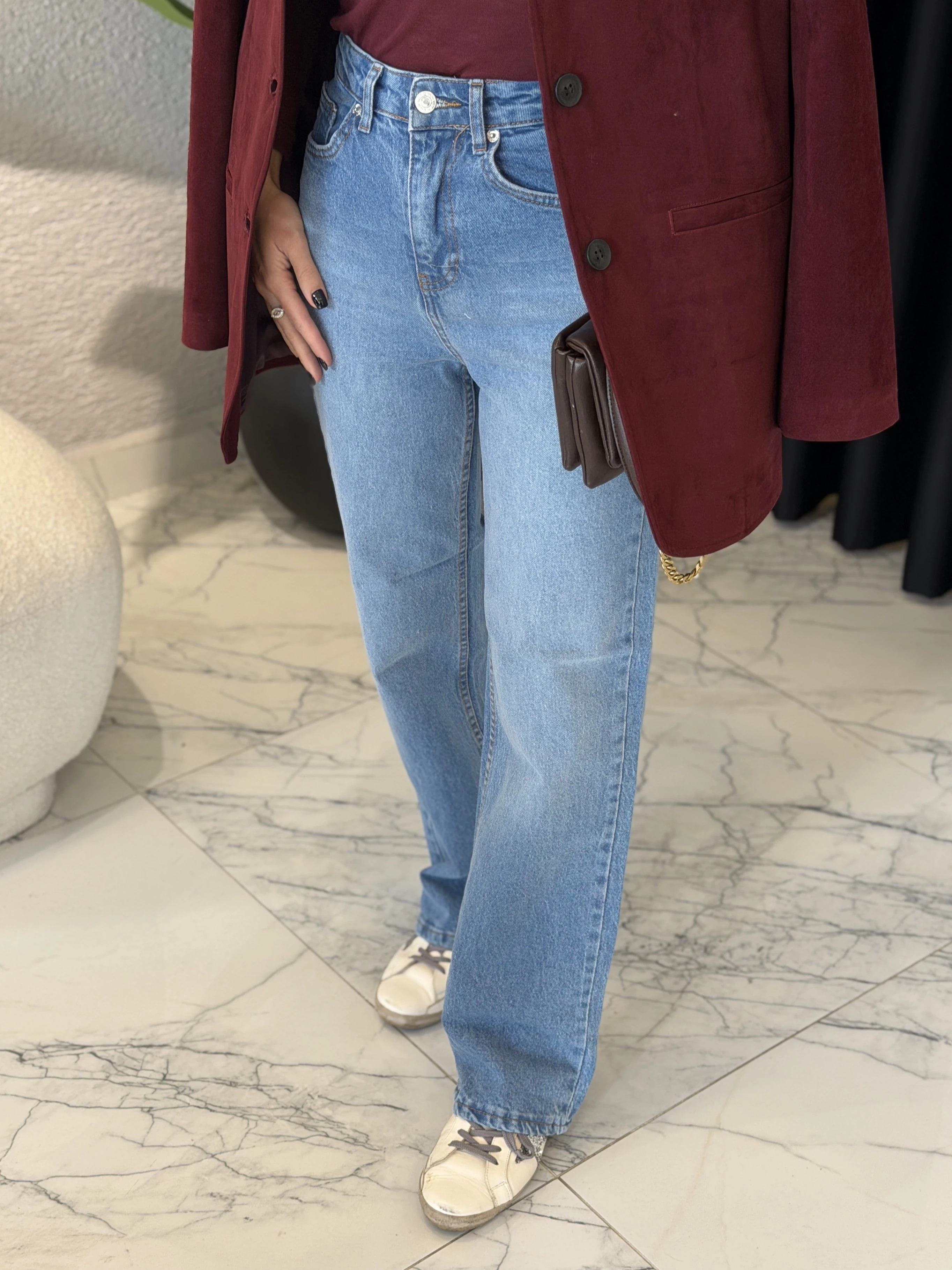 Yüksek Bel Palazzo Jean - Mavi