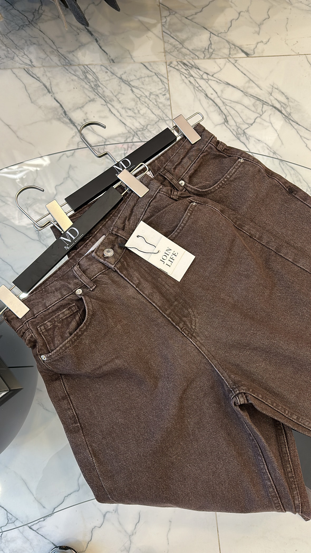 ZR Model Kahverengi Yüksek Bel Wide Leg Jean 
