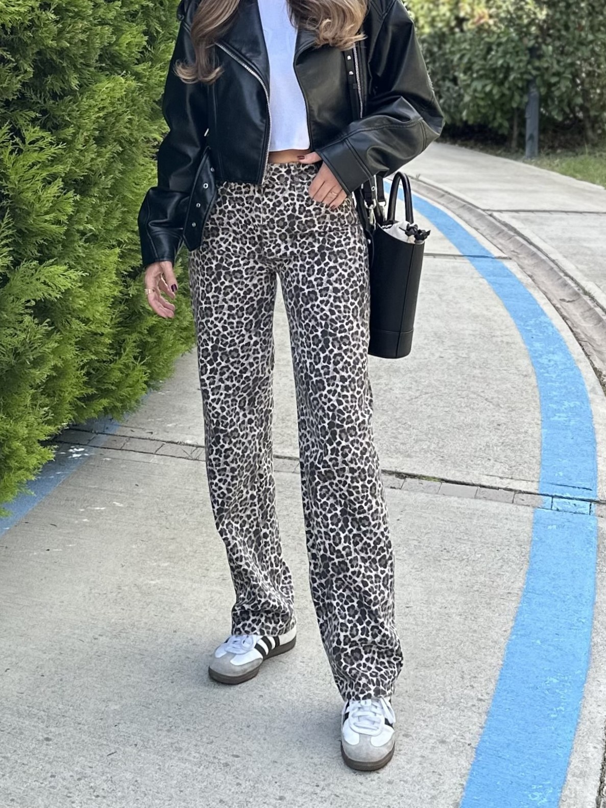 Leopar Desenli Straight Jean