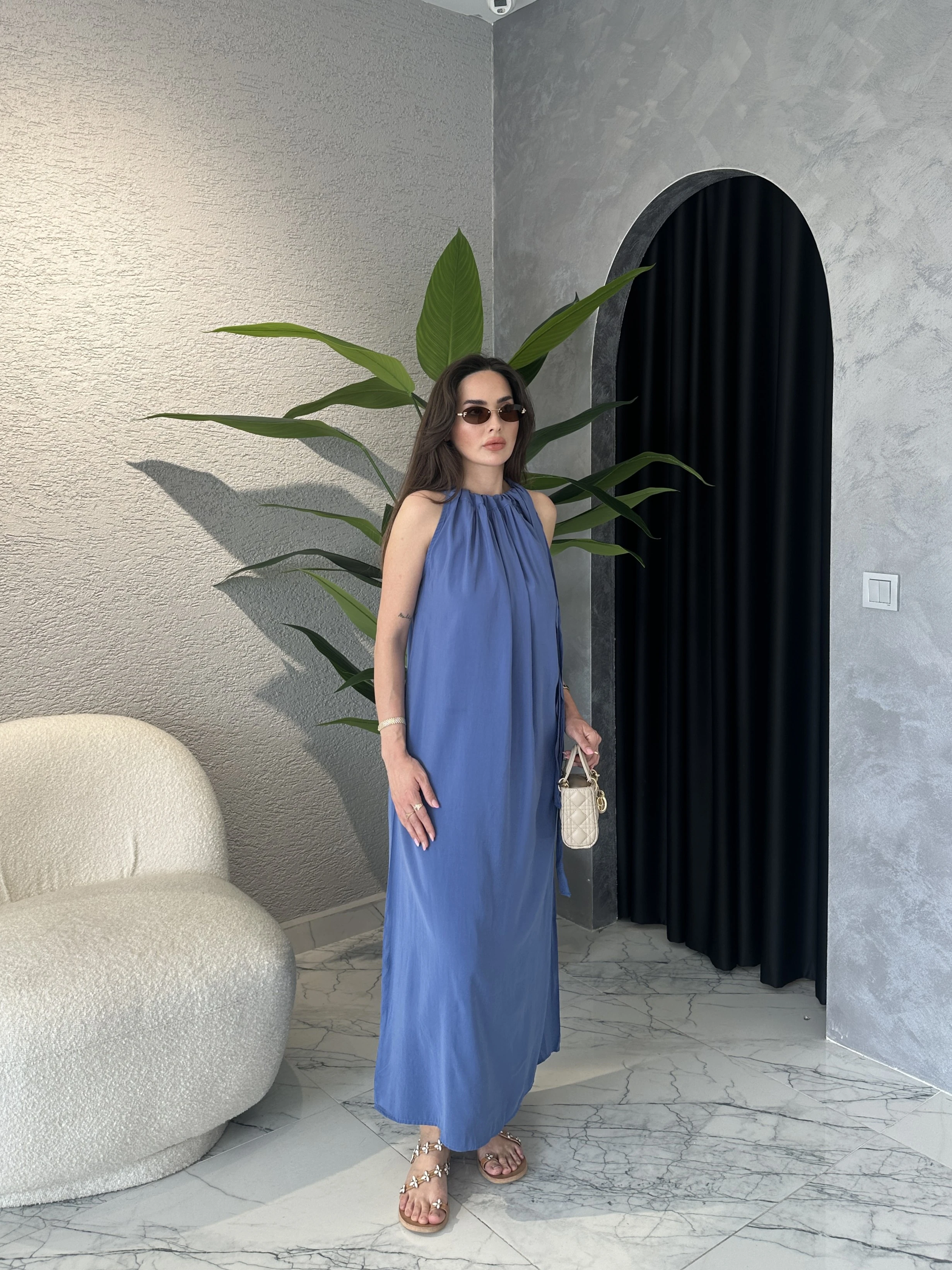 Tencel Modal Boyundan Bağlamalı Elbise