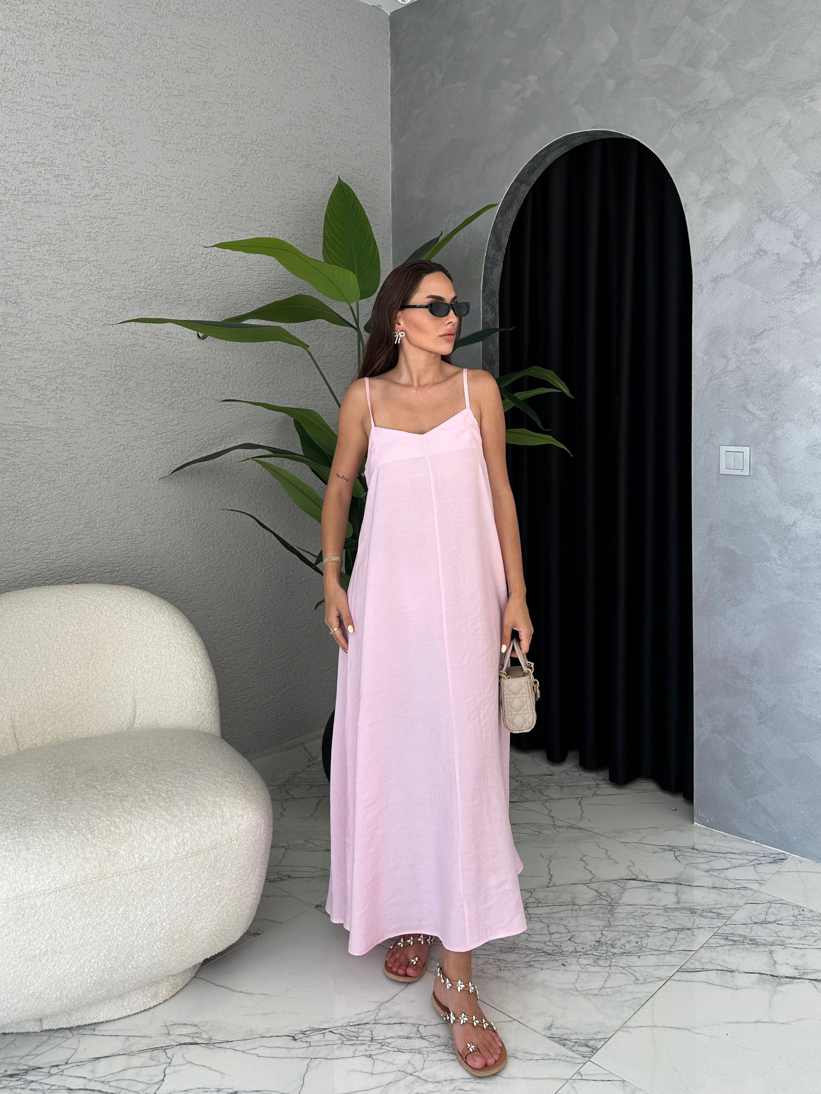 Tencel Modal Ayarlanabilir Askılı Elbise - Pembe