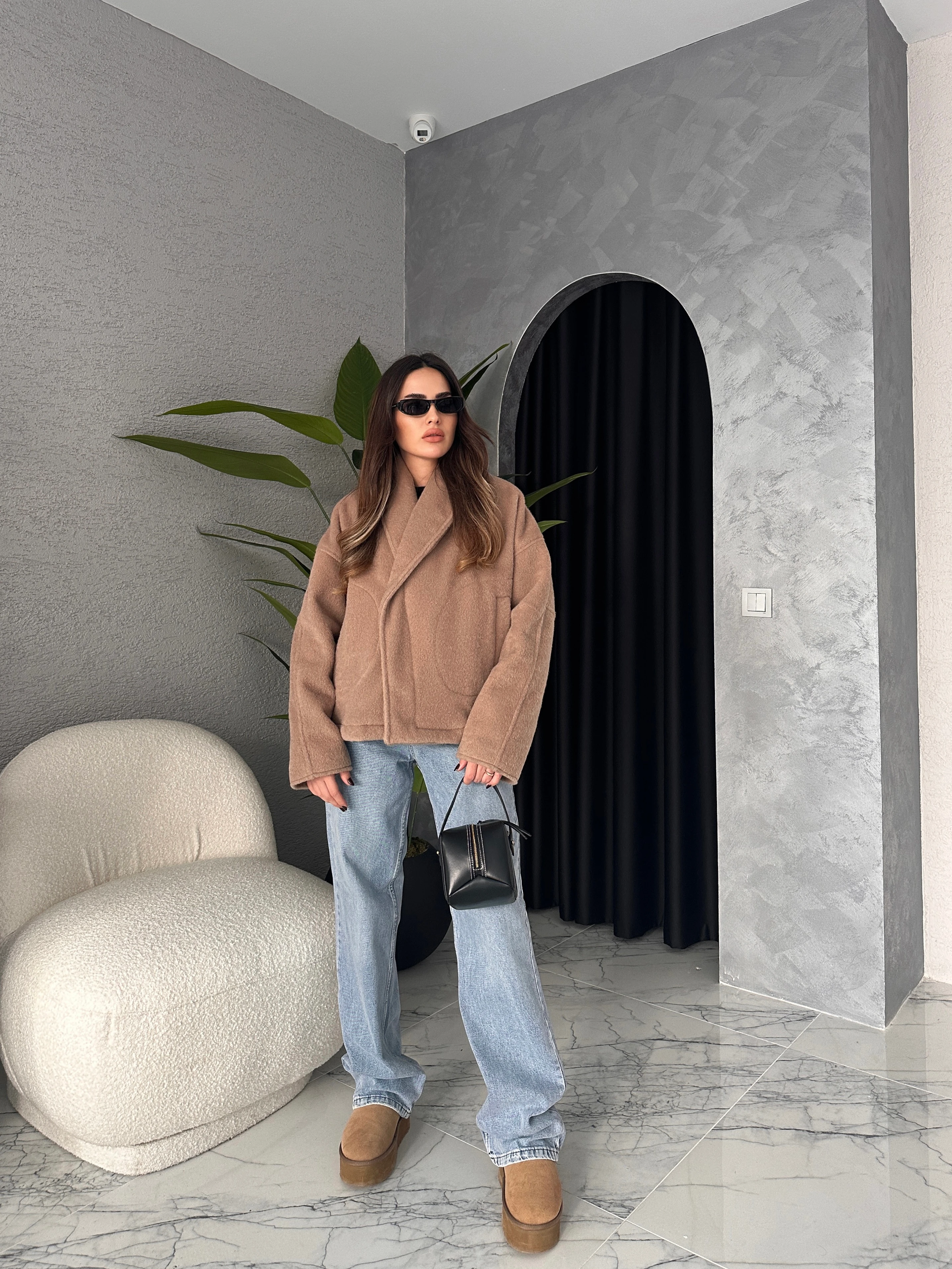 Vizon Şal Yaka Kaşe Mont