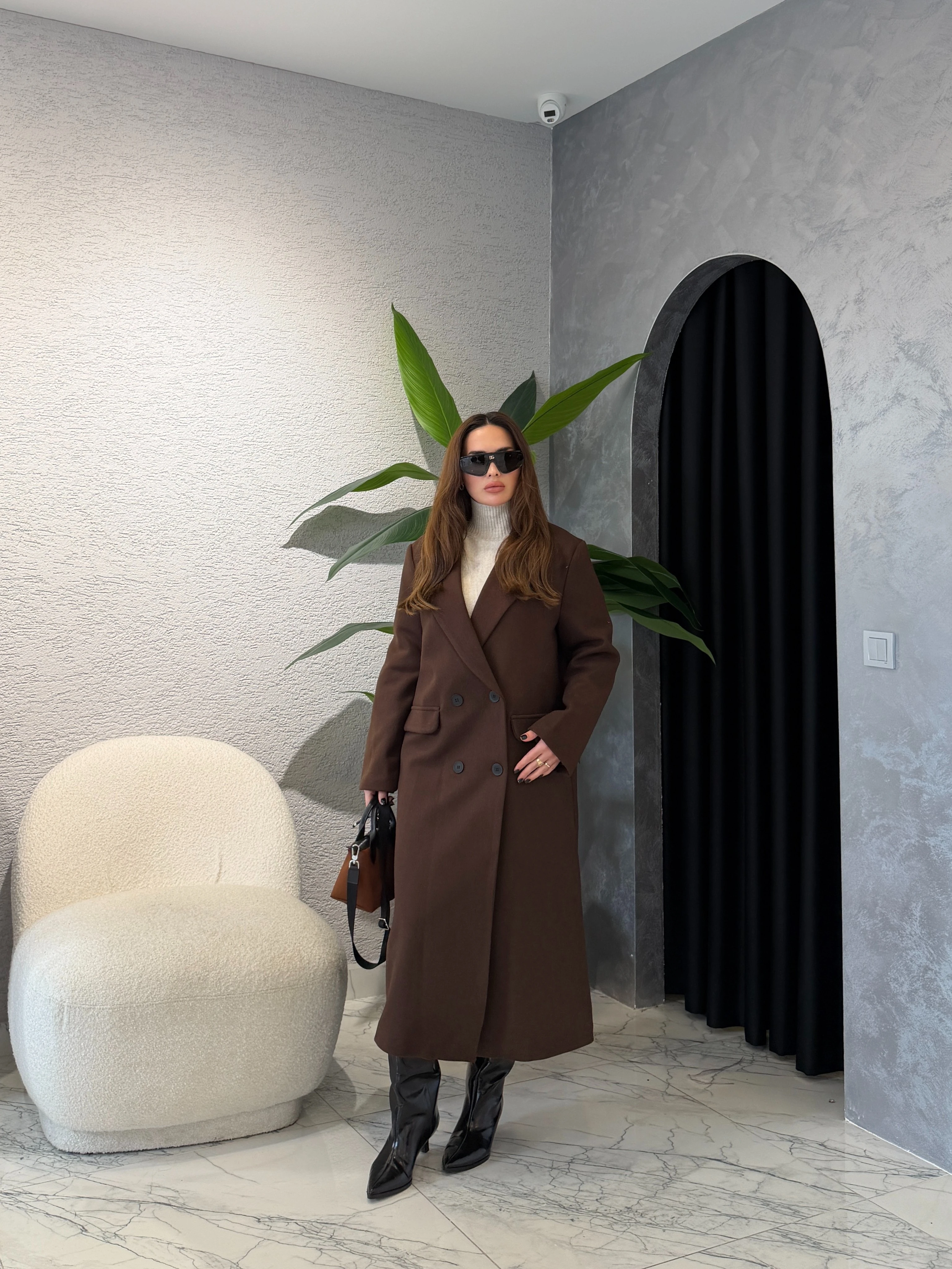 ZR Model Kruvaze Kaşe Kaban