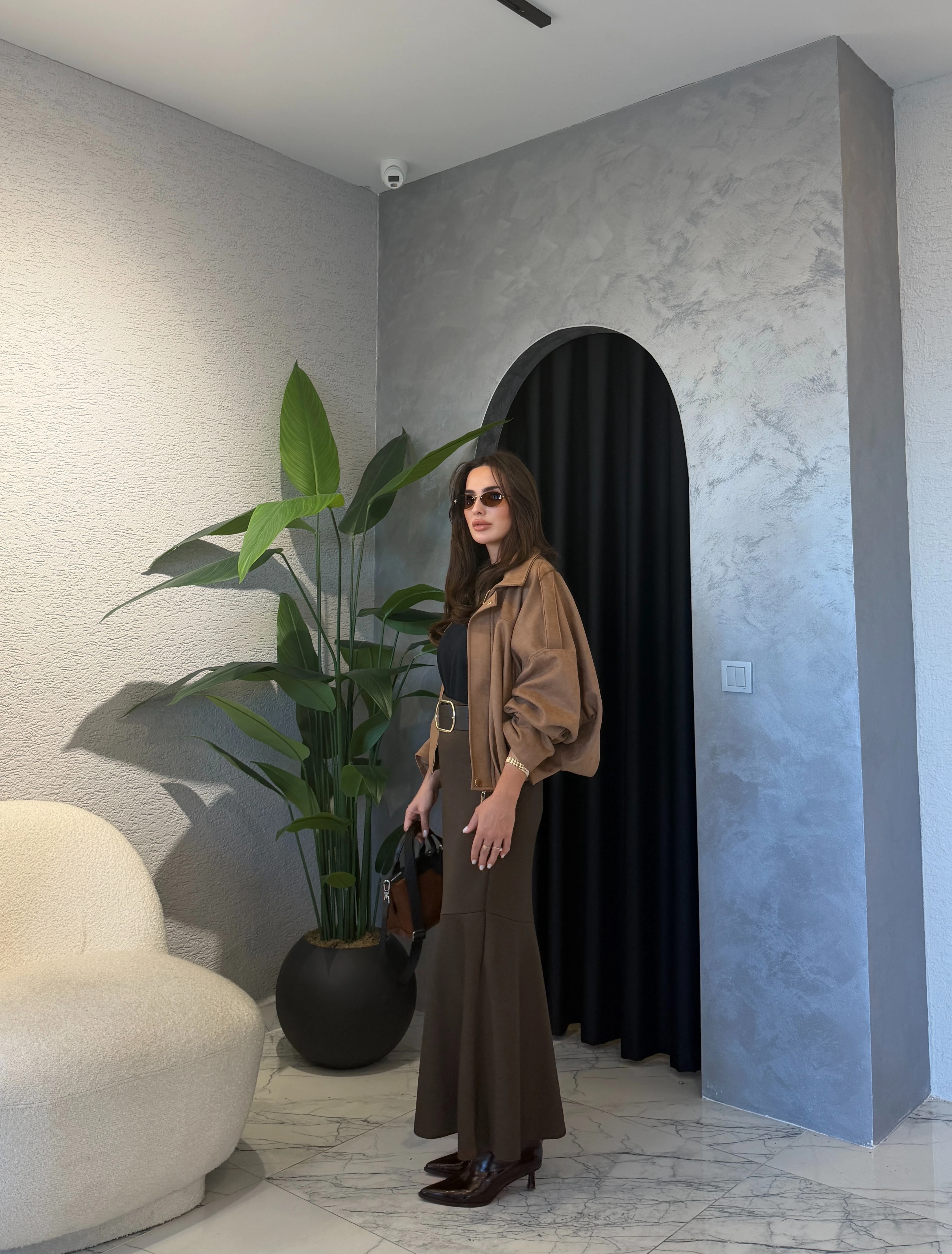 Volan Detaylı Kemerli Etek