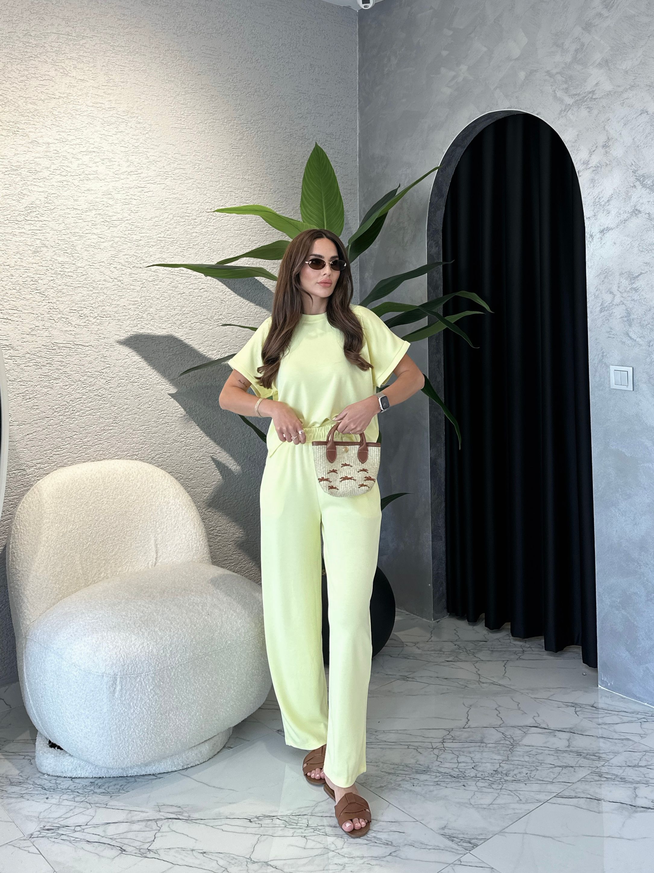 Soft Touch Modal Kumaş Takım - Sarı
