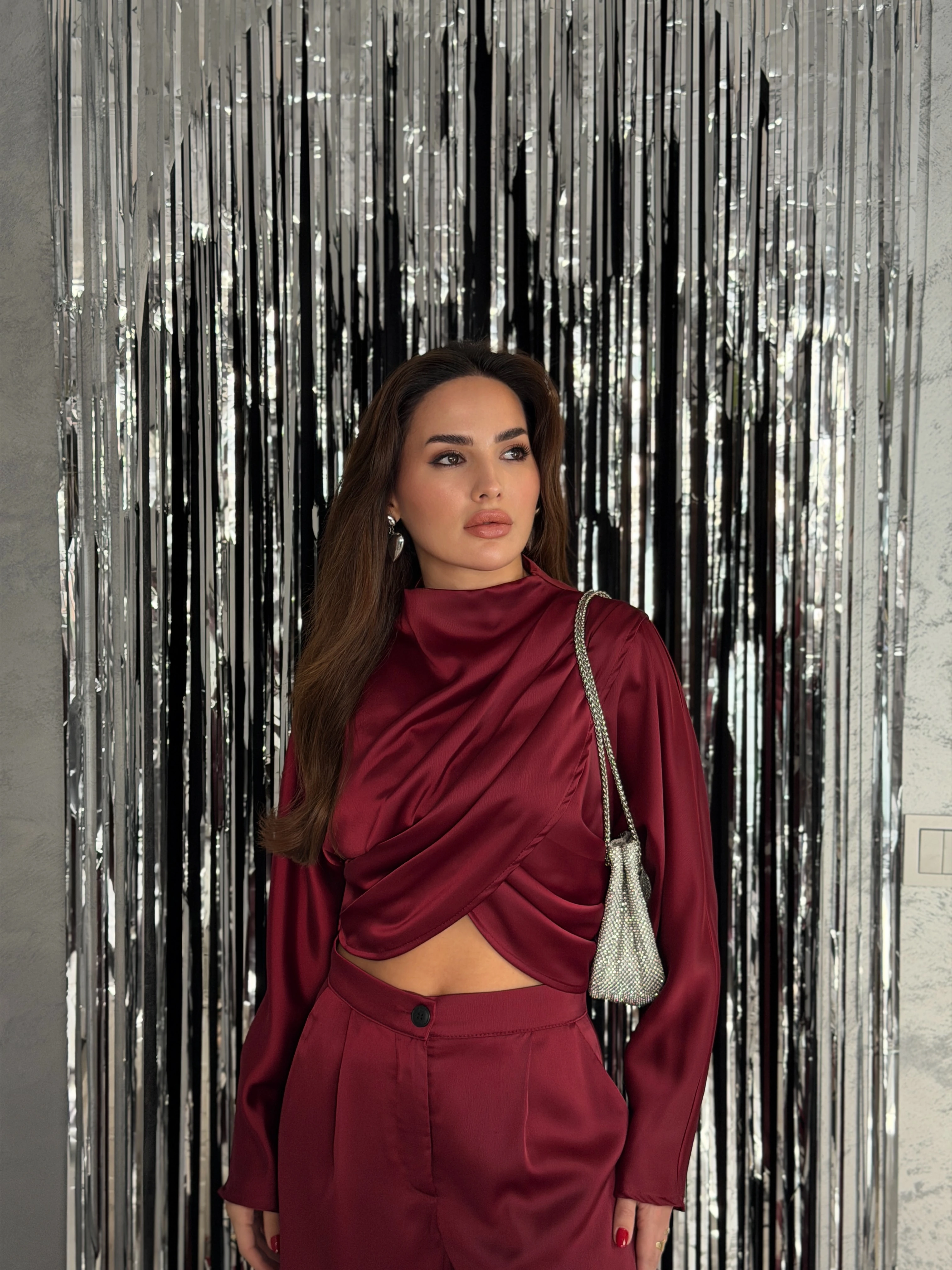 Saten Tasarım Bluz Pantolon Takım (Ön Sipariş)