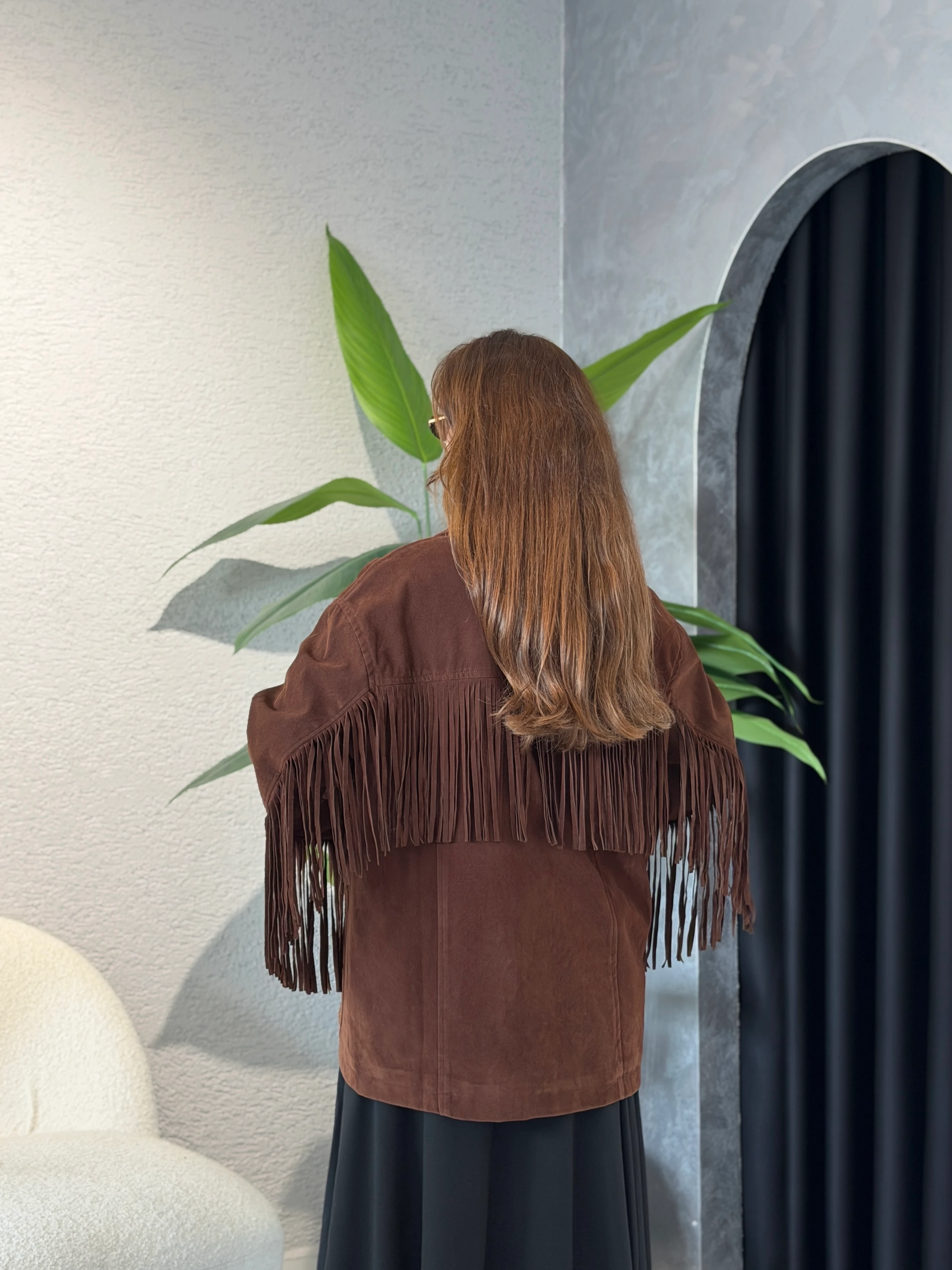 Püskül Detaylı Premium Süet Ceket